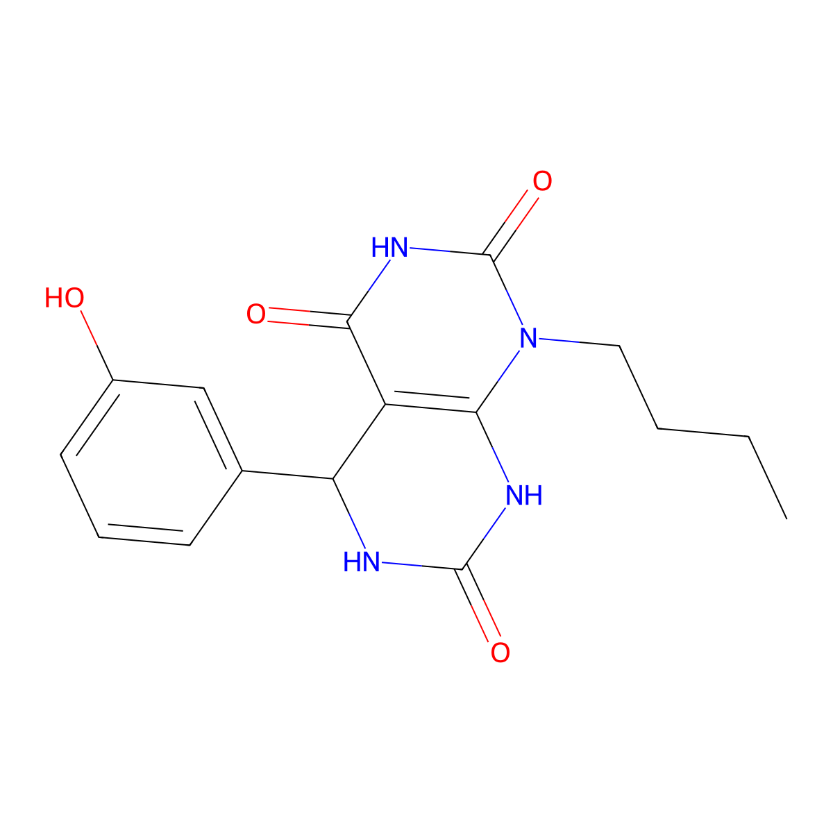 1-butyl-5-(3-hydroxyphenyl)-1H,2H,3H,4H,5H,6H,7H,8H-[1,3]diazino[4,5-d]pyrimidine-2,4,7-trione molecular structure, CAS 1173026-30-6