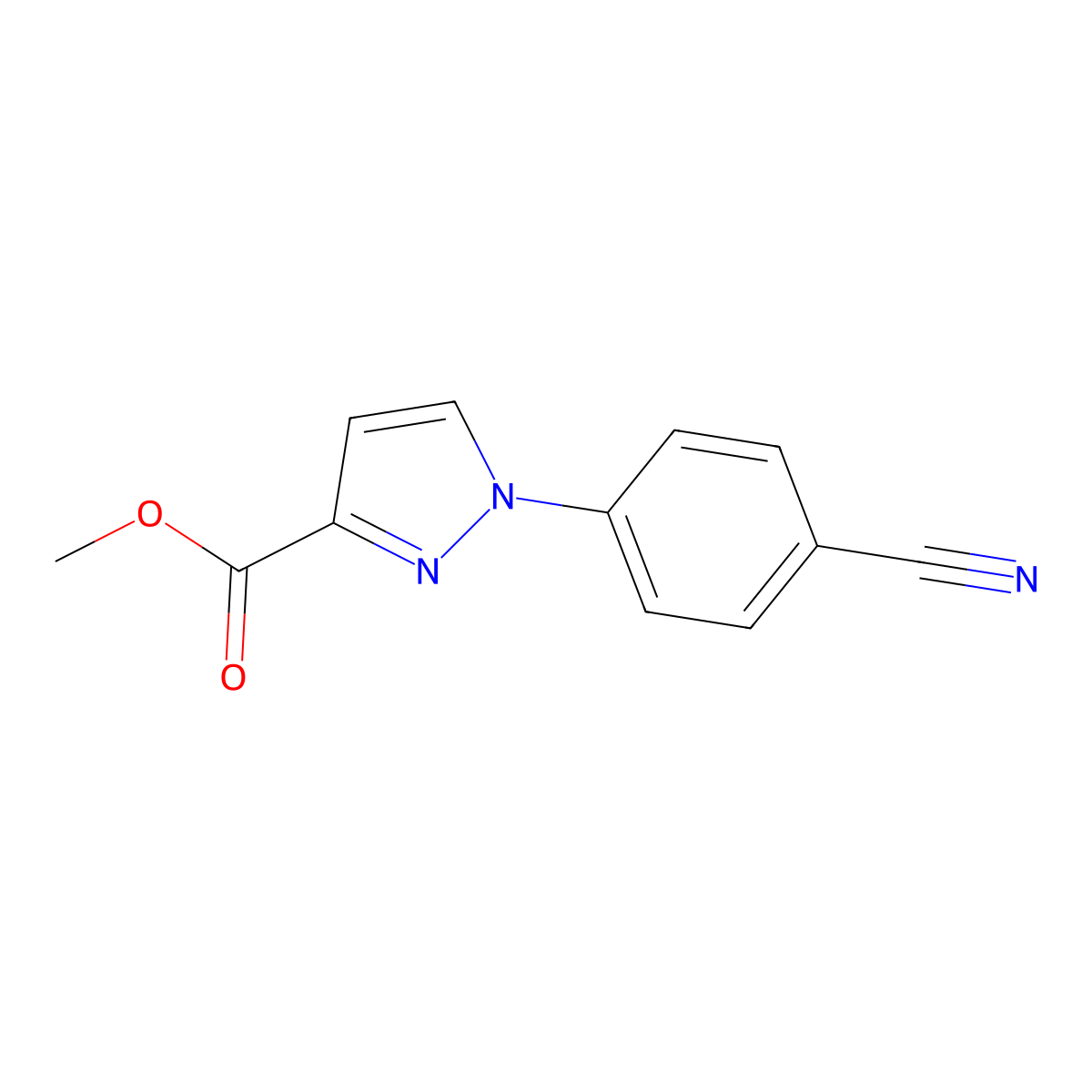 methyl 1-(4-cyanophenyl)-1H-pyrazole-3-carboxylate molecular structure, CAS 1173029-73-6