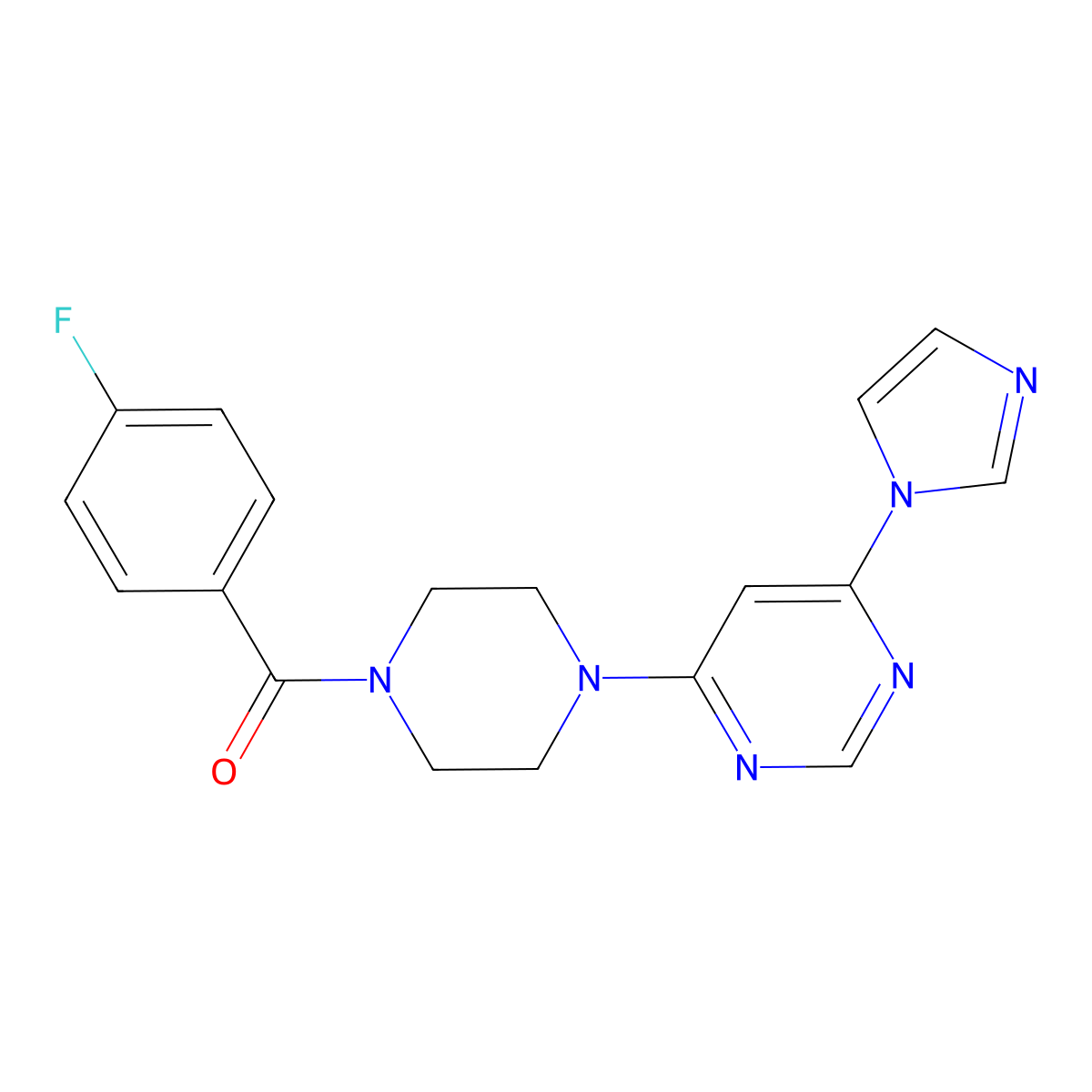 (4-(6-(1H-imidazol-1-yl)pyrimidin-4-yl)piperazin-1-yl)(4-fluorophenyl)methanone molecular structure, CAS 1173030-26-6