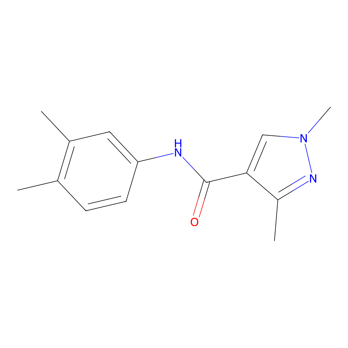 N-(3,4-dimethylphenyl)-1,3-dimethyl-1H-pyrazole-4-carboxamide molecular structure, CAS 1173030-46-0