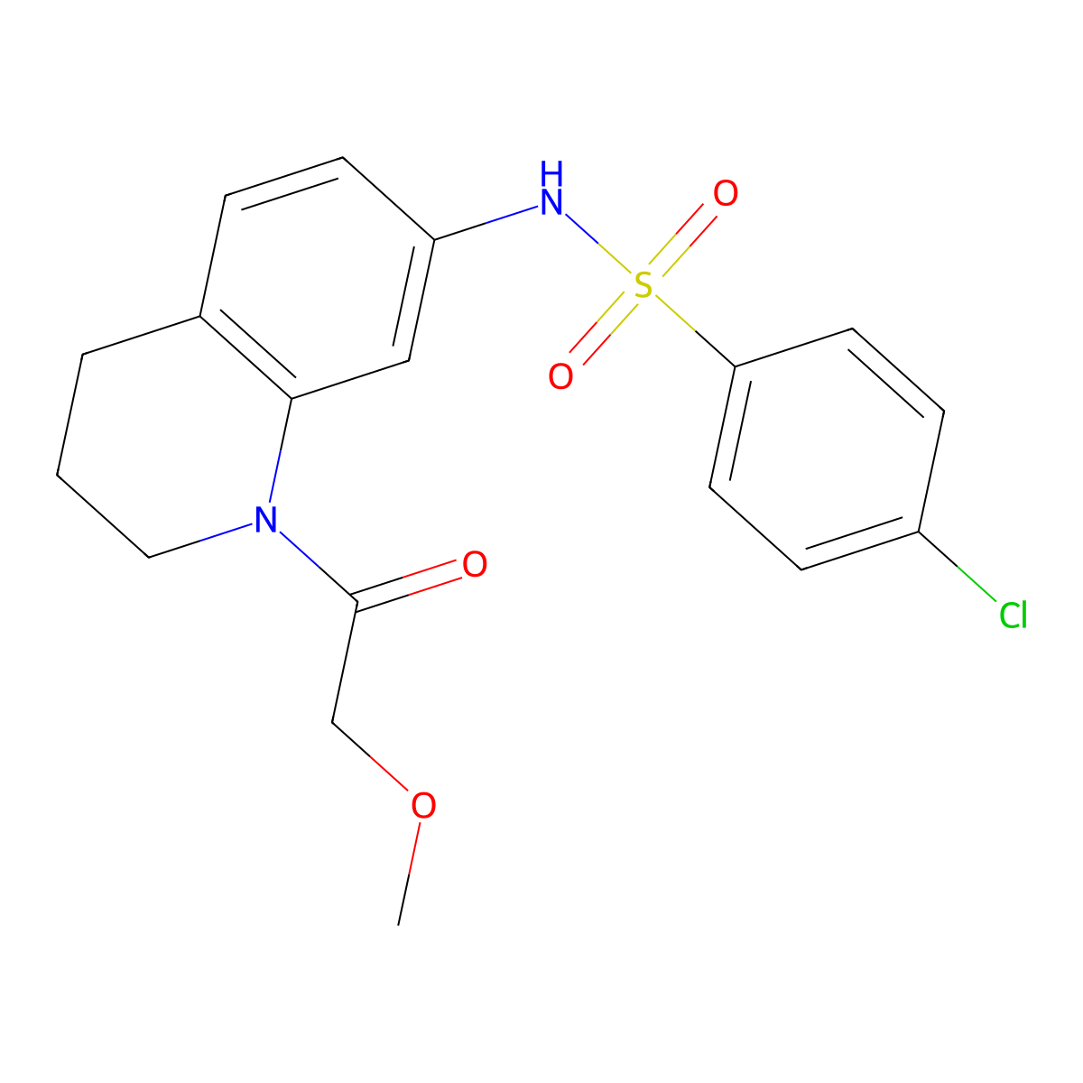 4-chloro-N-(1-(2-methoxyacetyl)-1,2,3,4-tetrahydroquinolin-7-yl)benzenesulfonamide molecular structure, CAS 1173032-73-9