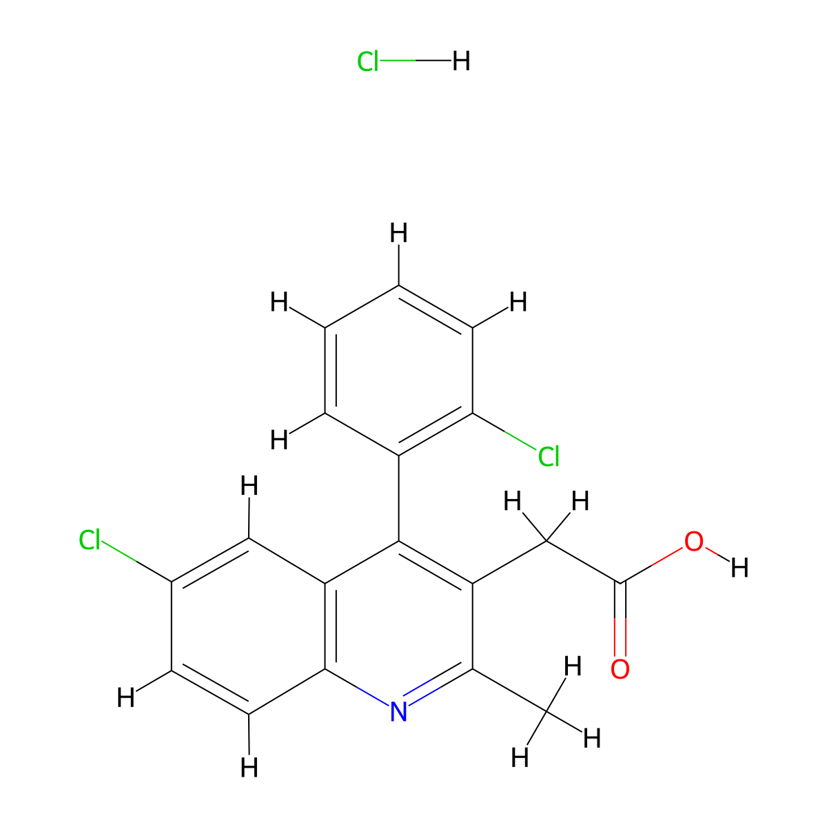 2-[6-Chloro-4-(2-chlorophenyl)-2-methylquinolin-3-yl]acetic acid hydrochloride molecular structure, CAS 1173033-81-2