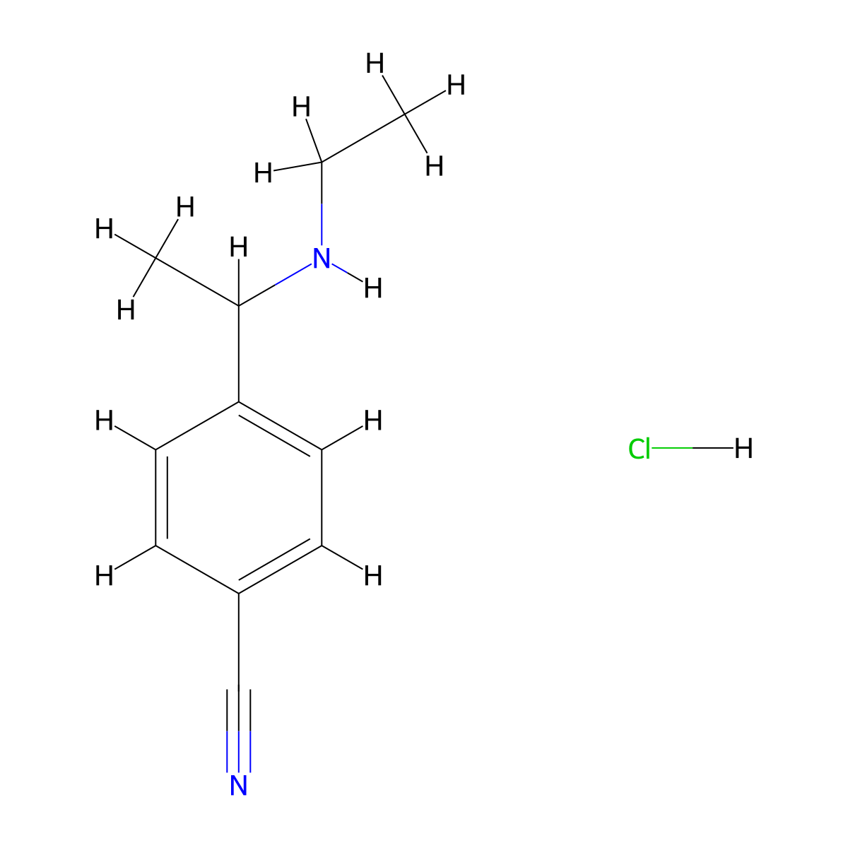 4-[1-(Ethylamino)ethyl]benzonitrile hydrochloride molecular structure, CAS 1173033-87-8