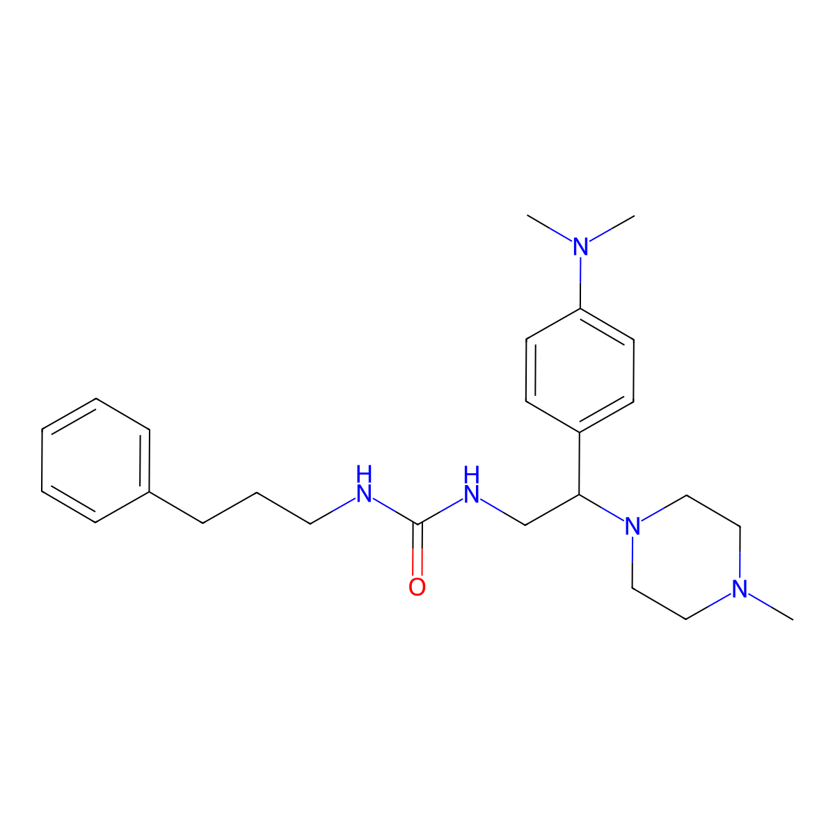 1-(2-(4-(Dimethylamino)phenyl)-2-(4-methylpiperazin-1-yl)ethyl)-3-(3-phenylpropyl)urea molecular structure, CAS 1173033-95-8