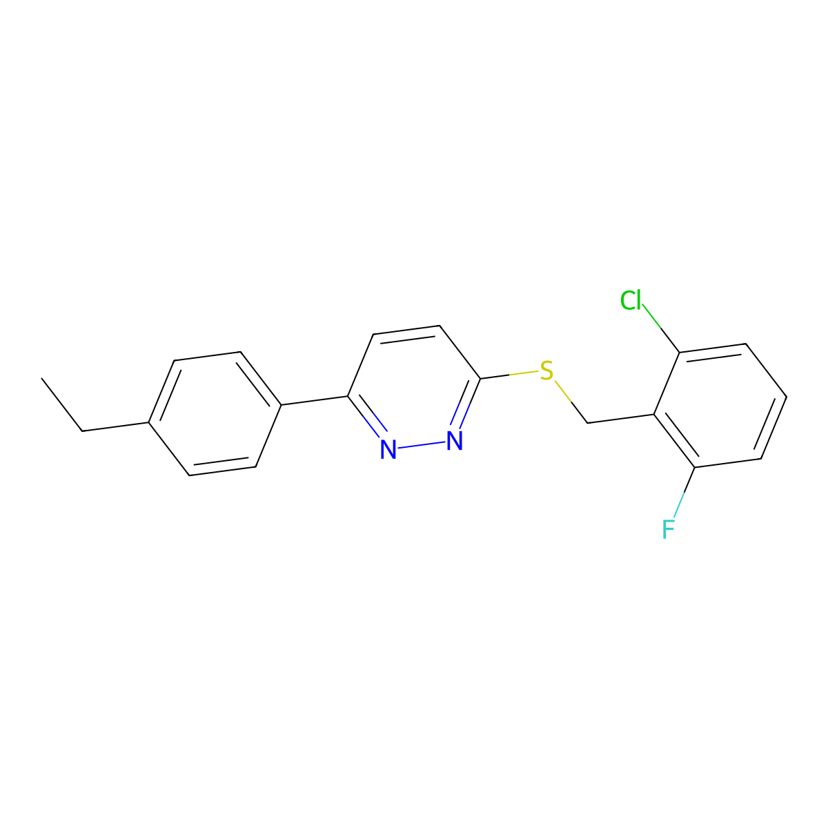 3-((2-Chloro-6-fluorobenzyl)thio)-6-(4-ethylphenyl)pyridazine molecular structure, CAS 1173034-97-3