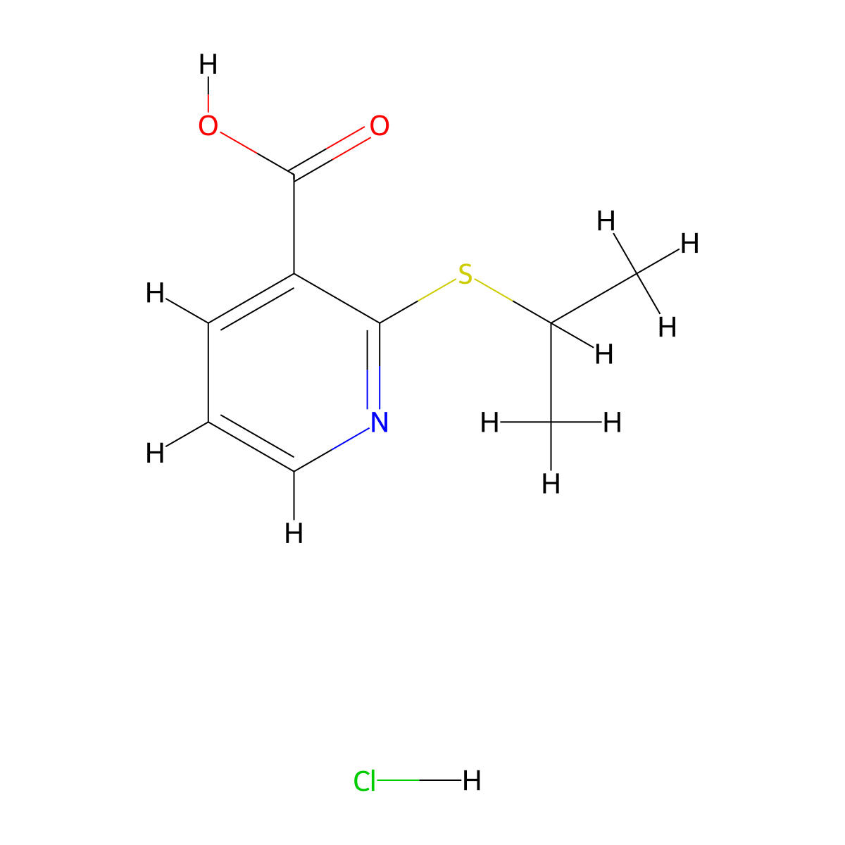 2-(Propan-2-ylsulfanyl)pyridine-3-carboxylic acid hydrochloride molecular structure, CAS 1173042-20-0