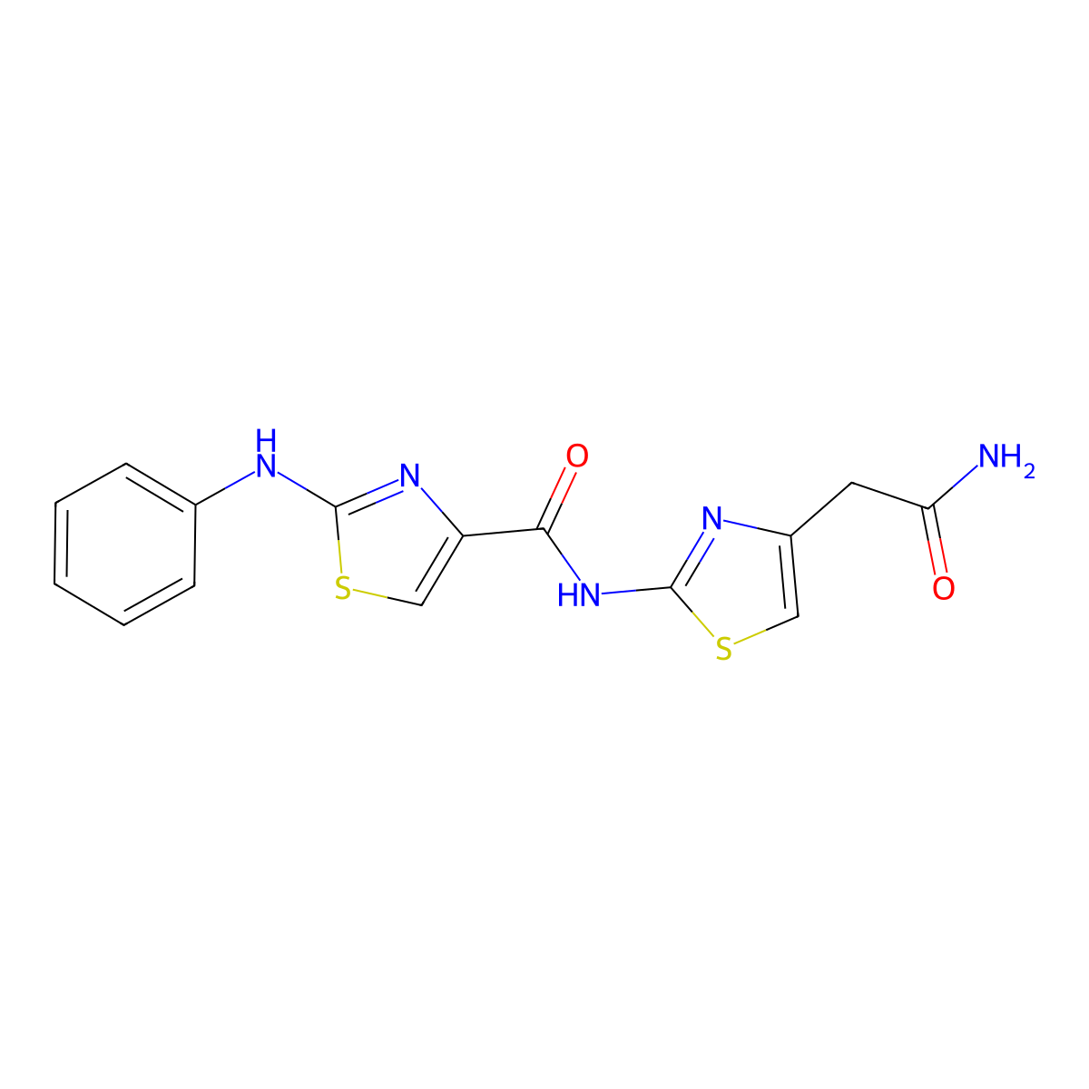 N-(4-(2-amino-2-oxoethyl)thiazol-2-yl)-2-(phenylamino)thiazole-4-carboxamide molecular structure, CAS 1173043-43-0