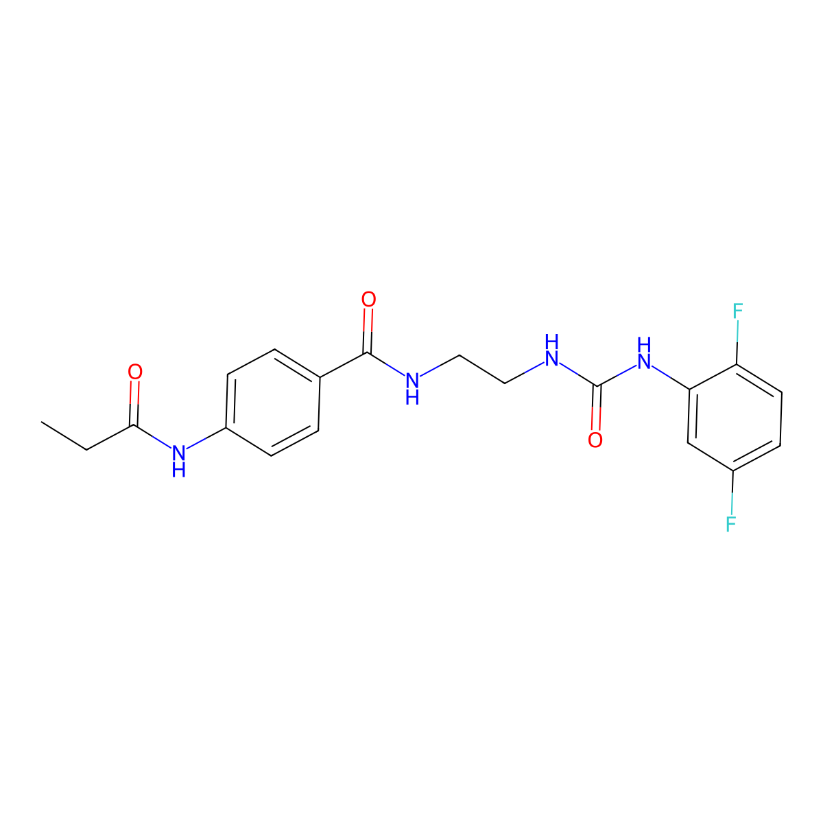 N-(2-(3-(2,5-difluorophenyl)ureido)ethyl)-4-propionamidobenzamide molecular structure, CAS 1173044-33-1