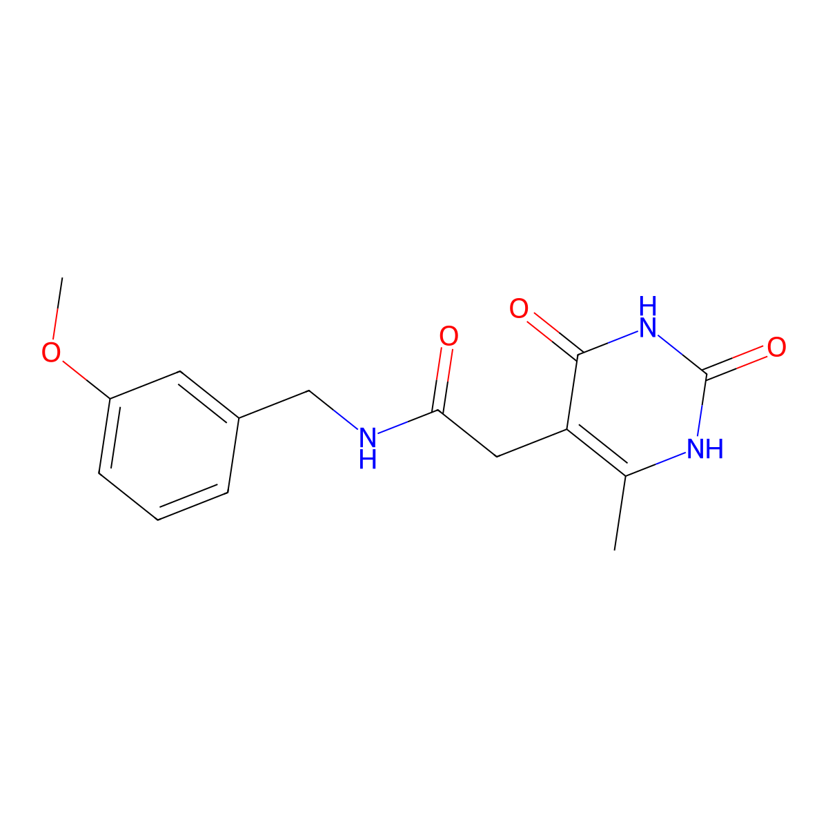 N-(3-methoxybenzyl)-2-(6-methyl-2,4-dioxo-1,2,3,4-tetrahydropyrimidin-5-yl)acetamide molecular structure, CAS 1173044-99-9