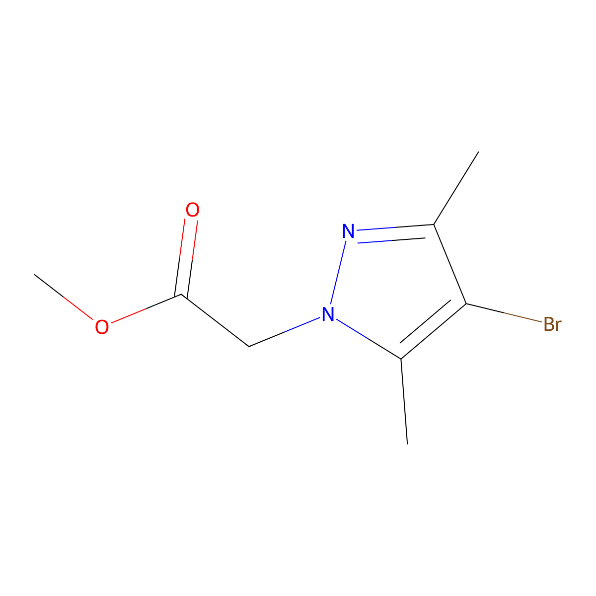 methyl 2-(4-bromo-3,5-dimethyl-1H-pyrazol-1-yl)acetate molecular structure, CAS 1173045-46-9