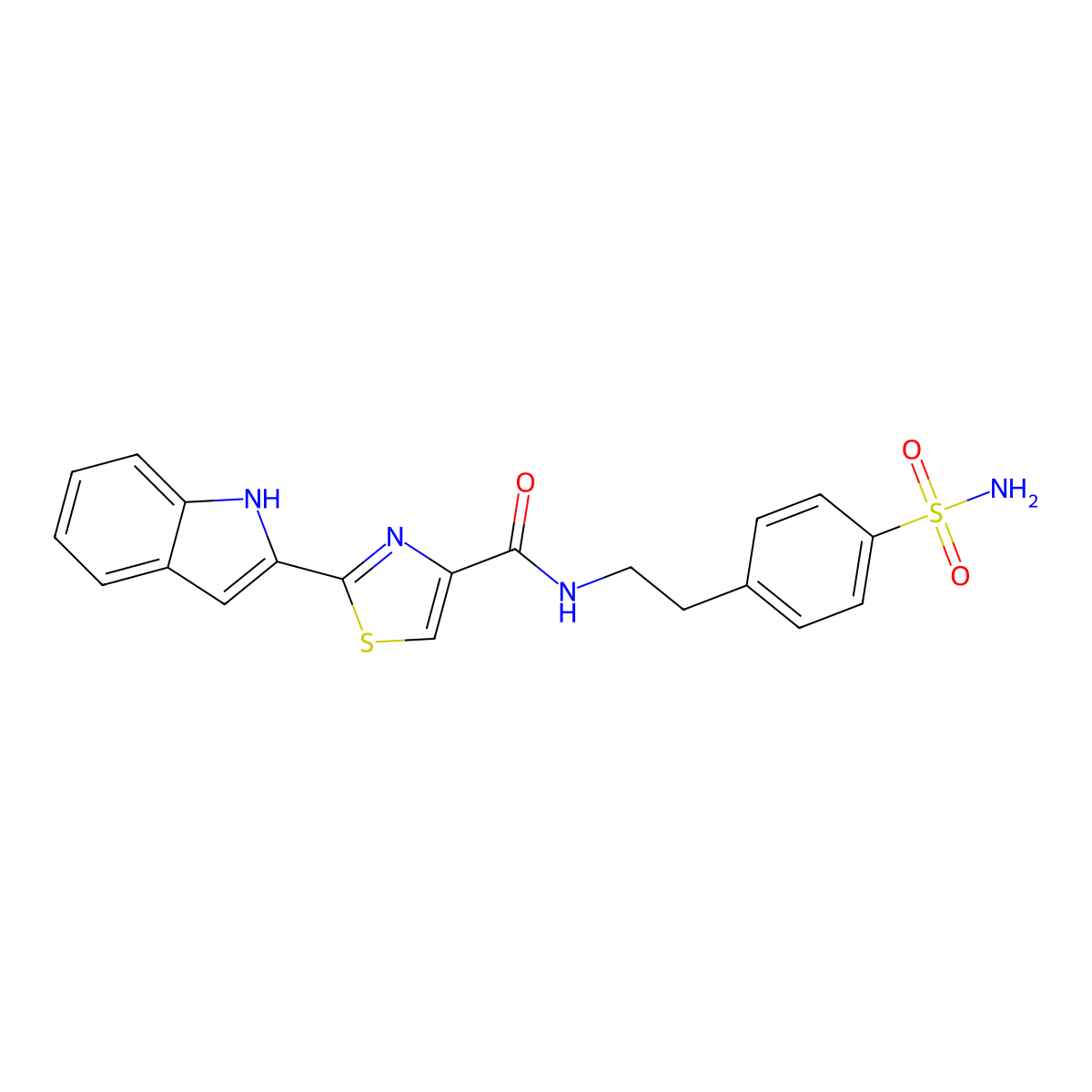 2-(1H-indol-2-yl)-N-(4-sulfamoylphenethyl)thiazole-4-carboxamide molecular structure, CAS 1173045-47-0