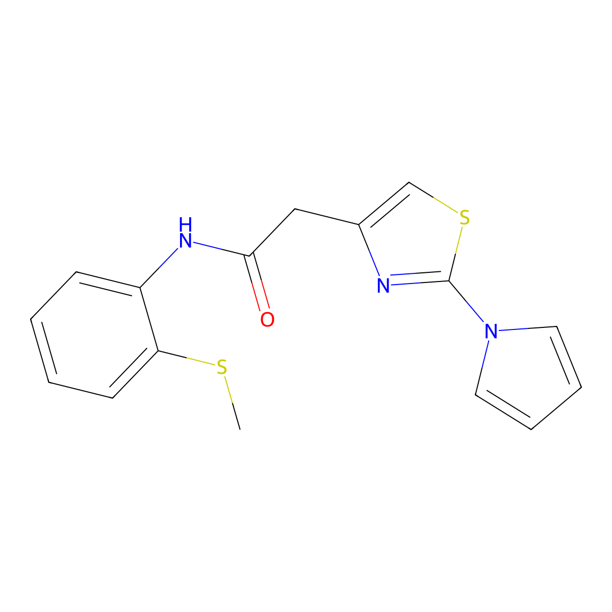 2-(2-(1H-pyrrol-1-yl)thiazol-4-yl)-N-(2-(methylthio)phenyl)acetamide molecular structure, CAS 1173049-15-4