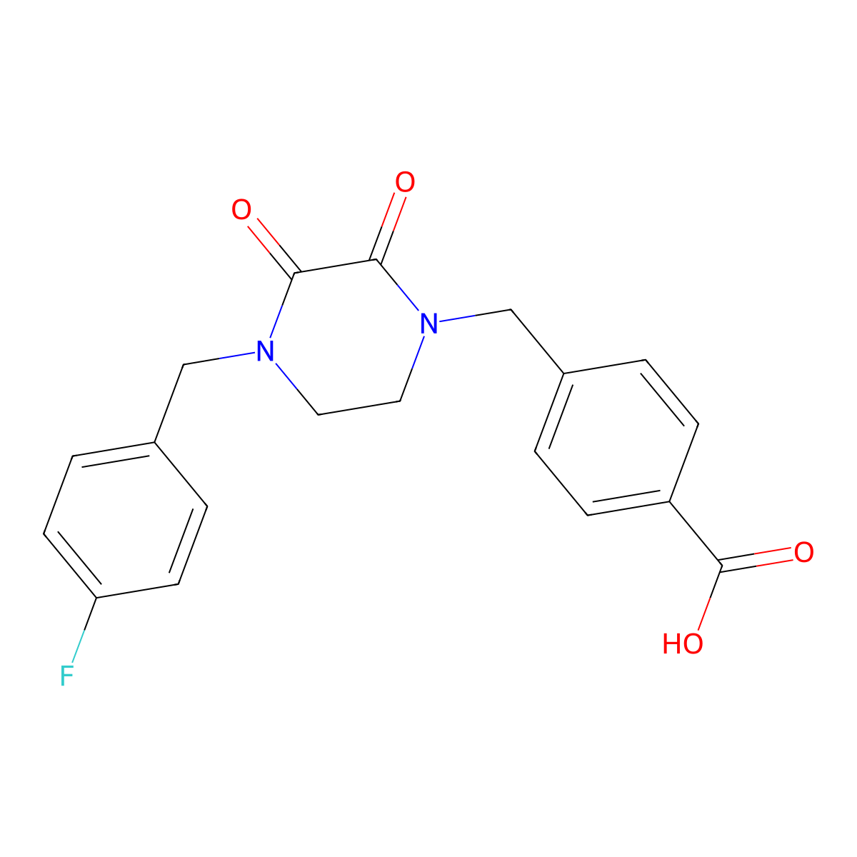 4-{[4-(4-Fluorobenzyl)-2,3-dioxopiperazin-1-yl]methyl}benzoic acid molecular structure, CAS 1173052-48-6