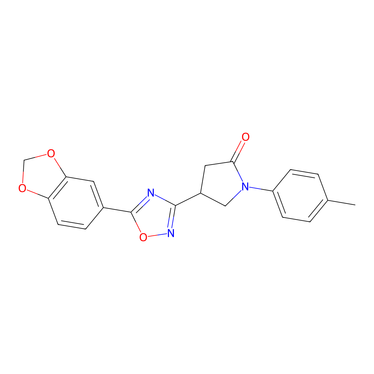 4-[5-(2H-1,3-Benzodioxol-5-YL)-1,2,4-oxadiazol-3-YL]-1-(4-methylphenyl)pyrrolidin-2-one molecular structure, CAS 1173052-87-3