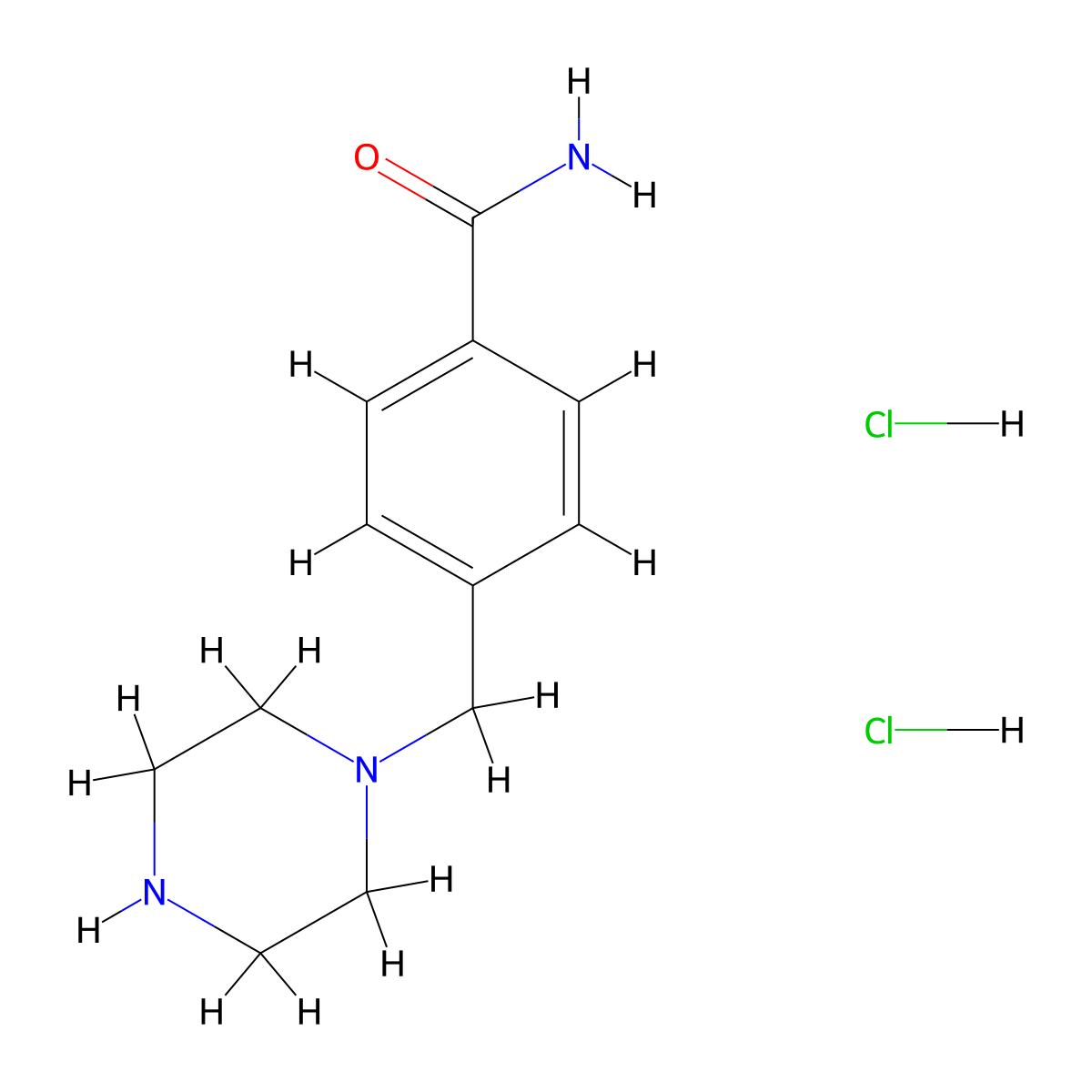 4-(Piperazin-1-ylmethyl)benzamide dihydrochloride molecular structure, CAS 1173054-28-8