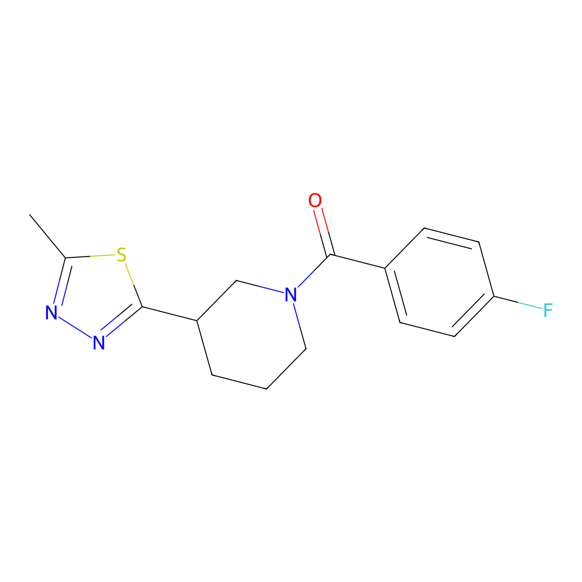 (4-Fluorophenyl)(3-(5-methyl-1,3,4-thiadiazol-2-yl)piperidin-1-yl)methanone molecular structure, CAS 1173056-42-2