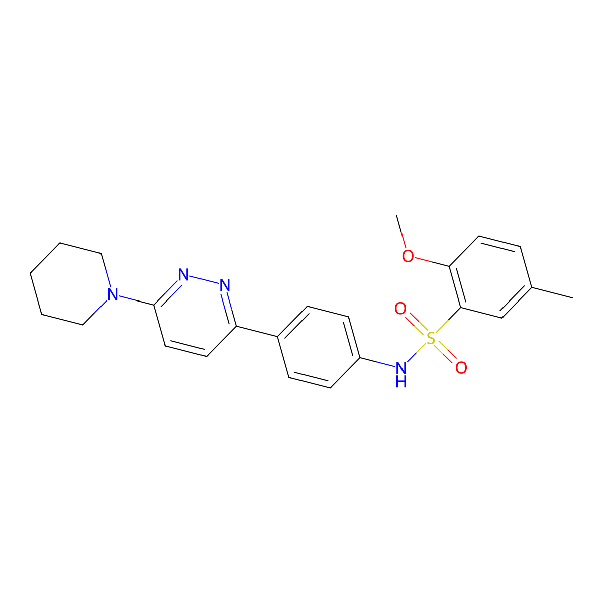 2-methoxy-5-methyl-N-(4-(6-(piperidin-1-yl)pyridazin-3-yl)phenyl)benzenesulfonamide molecular structure, CAS 1173057-68-5