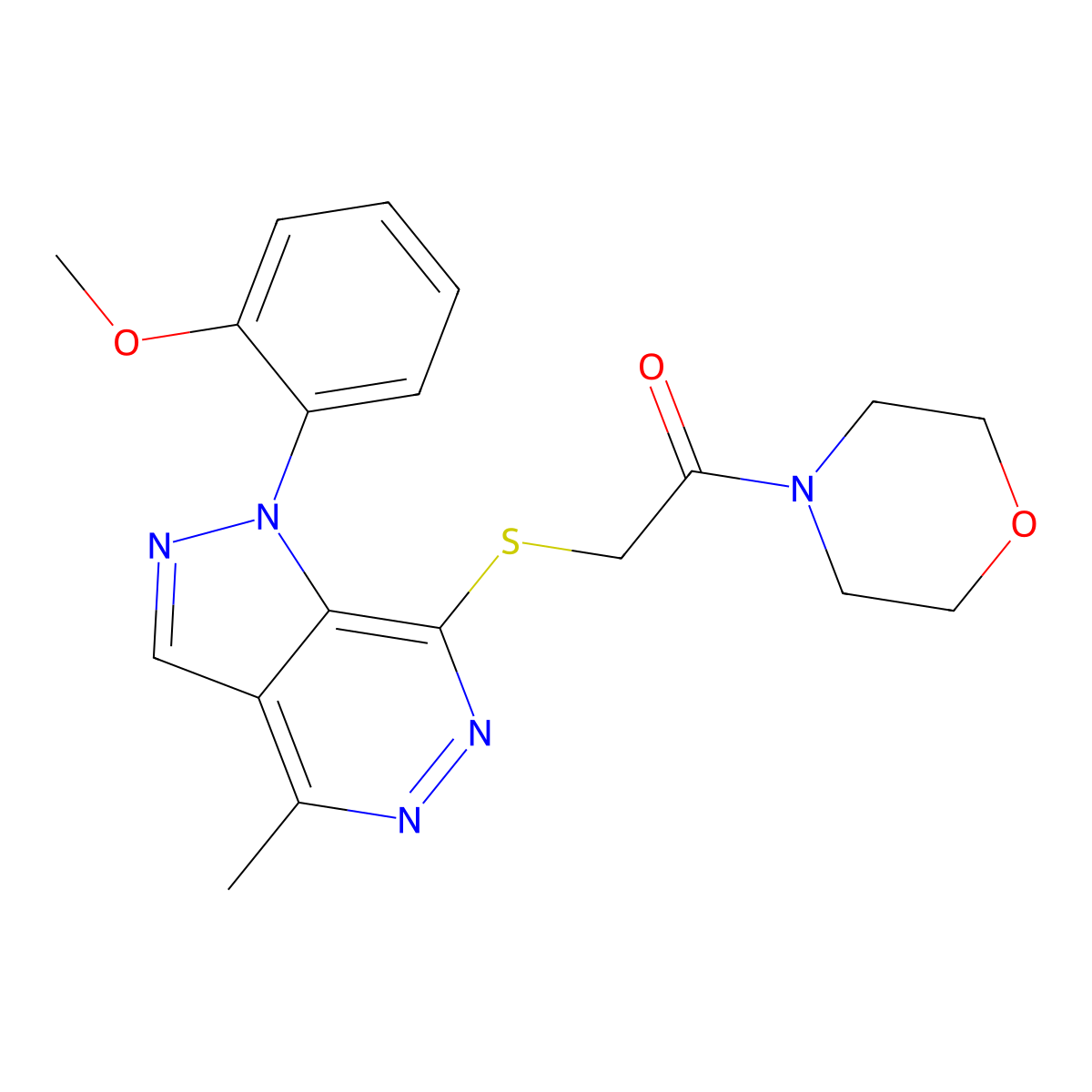 2-((1-(2-methoxyphenyl)-4-methyl-1H-pyrazolo[3,4-d]pyridazin-7-yl)thio)-1-morpholinoethanone molecular structure, CAS 1173058-85-9