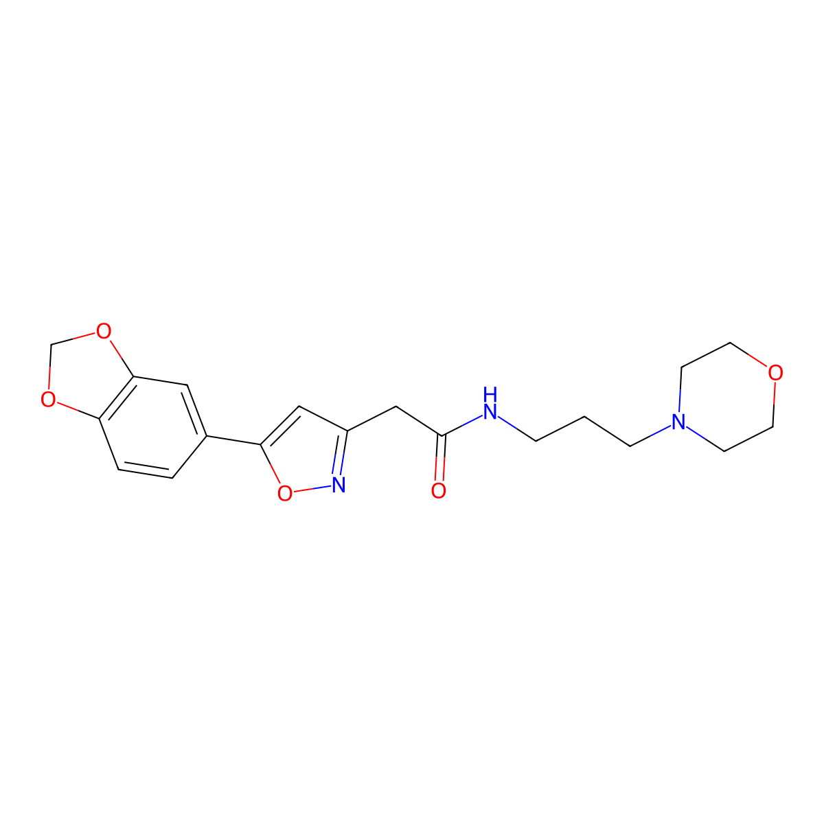 2-(5-(benzo[d][1,3]dioxol-5-yl)isoxazol-3-yl)-N-(3-morpholinopropyl)acetamide molecular structure, CAS 1173061-38-5