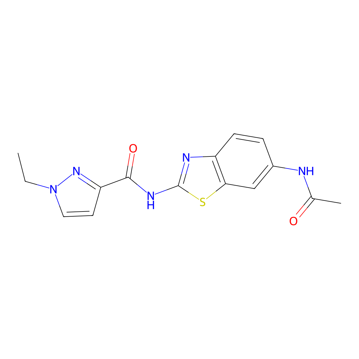 N-(6-acetamidobenzo[d]thiazol-2-yl)-1-ethyl-1H-pyrazole-3-carboxamide molecular structure, CAS 1173065-39-8