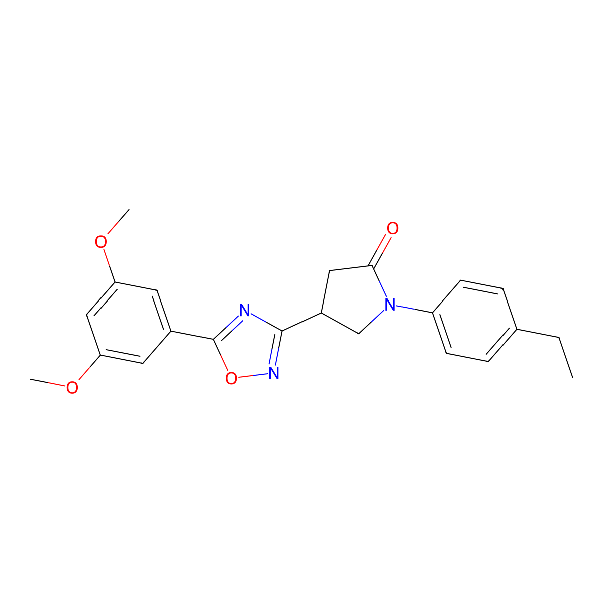 4-[5-(3,5-Dimethoxyphenyl)-1,2,4-oxadiazol-3-yl]-1-(4-ethylphenyl)pyrrolidin-2-one molecular structure, CAS 1173069-90-3