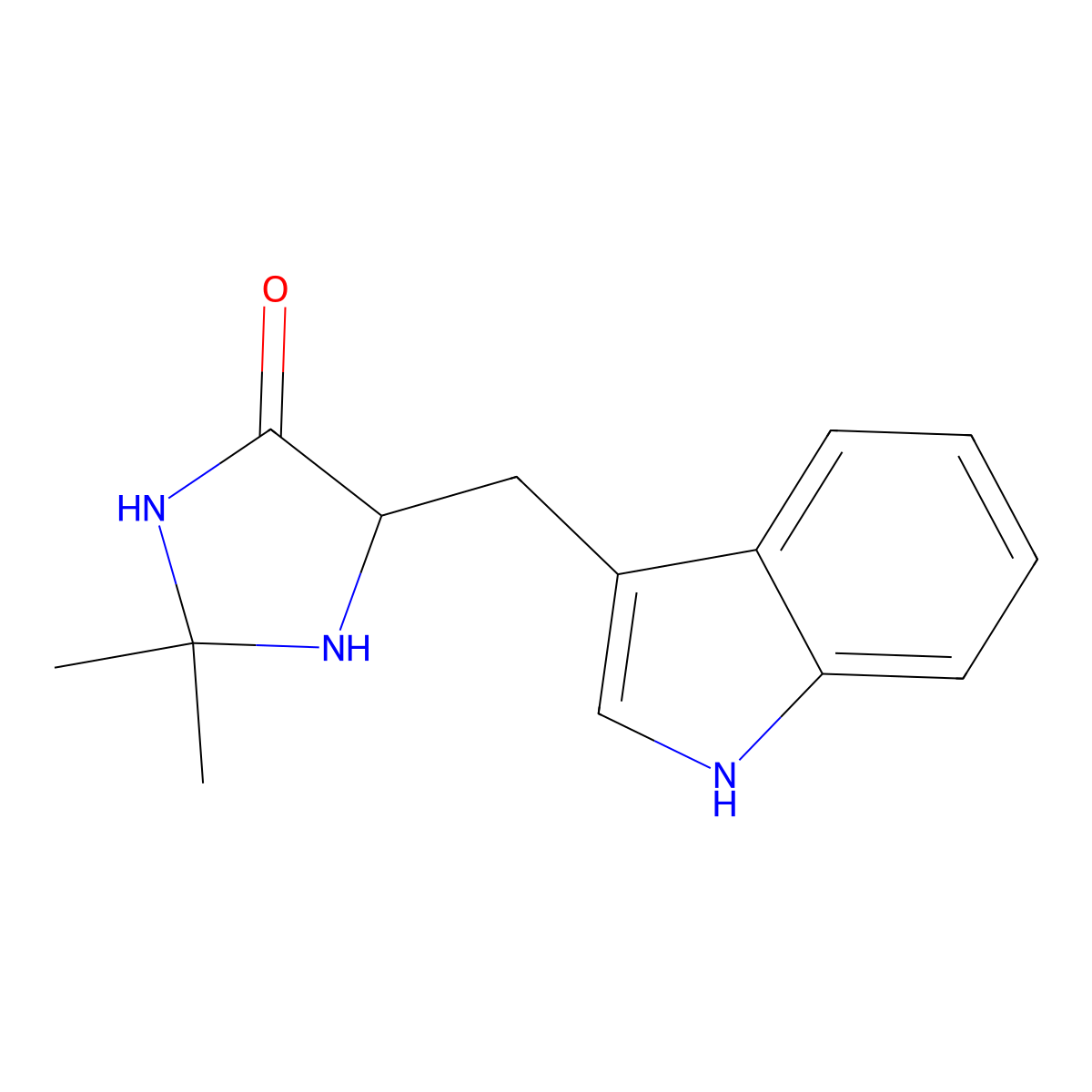 5-(1H-indol-3-ylmethyl)-2,2-dimethylimidazolidin-4-one molecular structure, CAS 117307-01-4