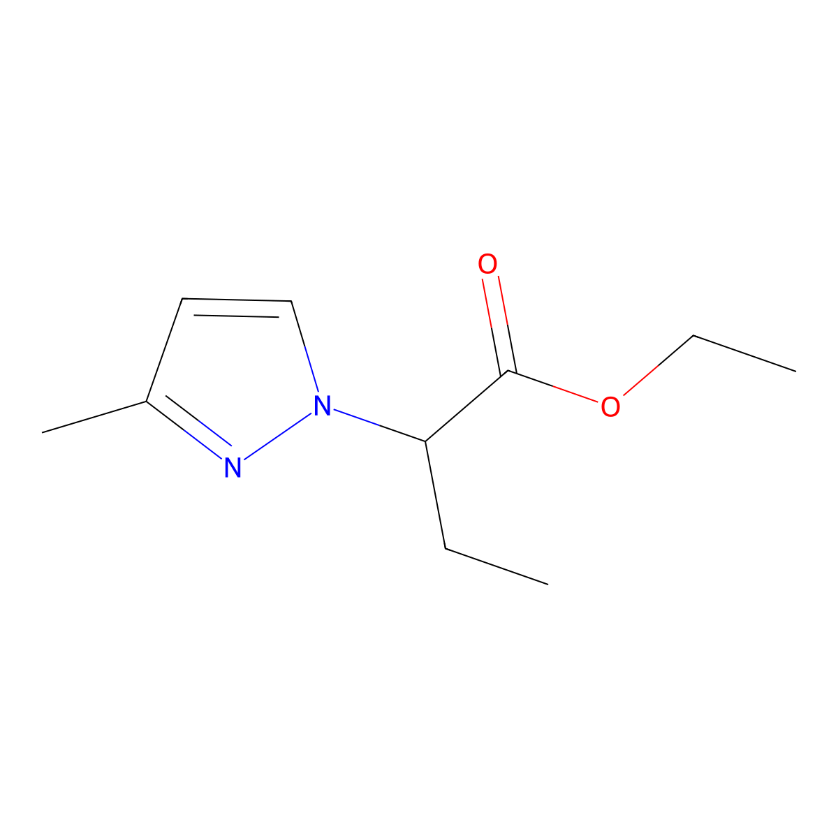 ethyl 2-(3-methyl-1H-pyrazol-1-yl)butanoate molecular structure, CAS 1173070-61-5