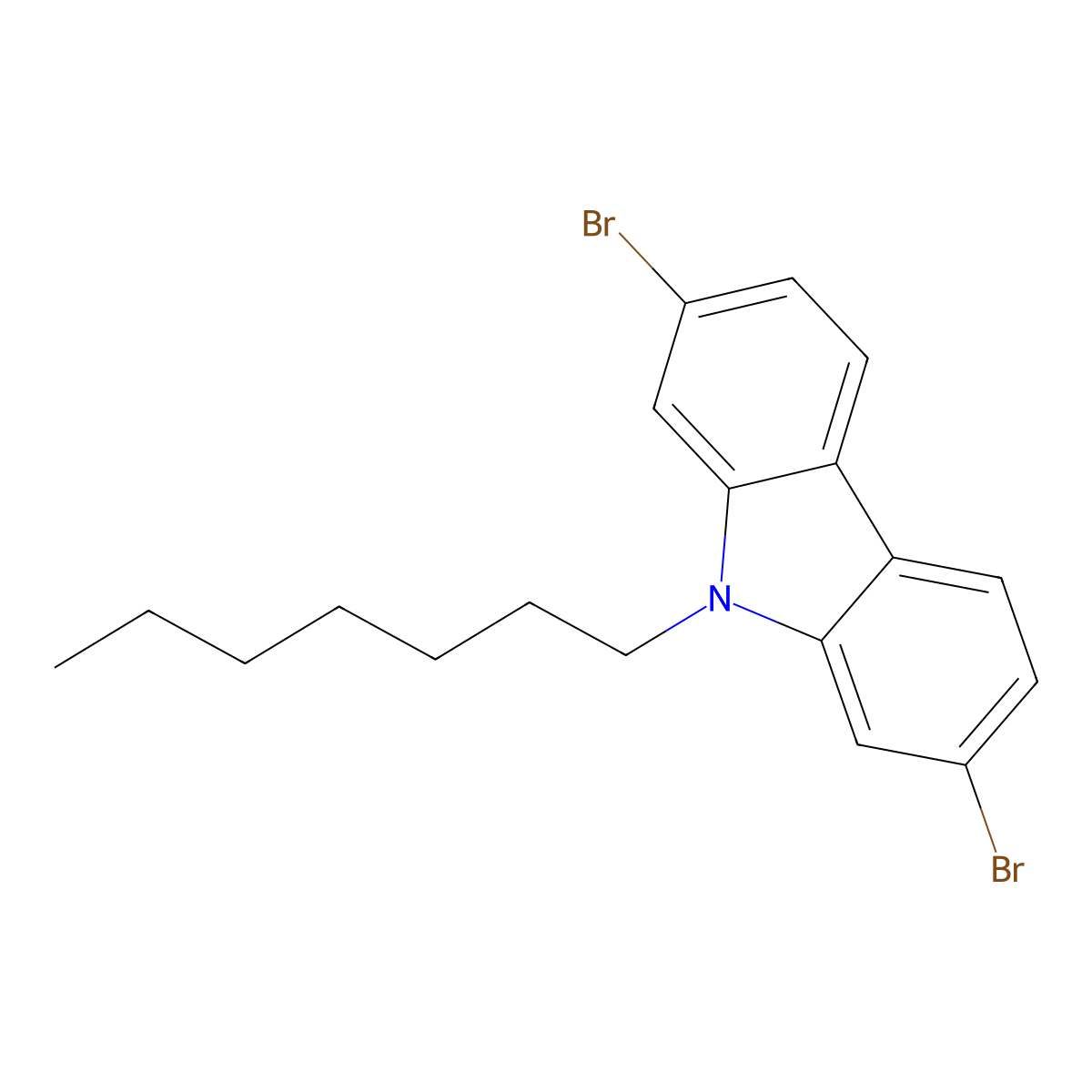 2,7-Dibromo-9-heptyl-9H-carbazole molecular structure, CAS 1173071-58-3