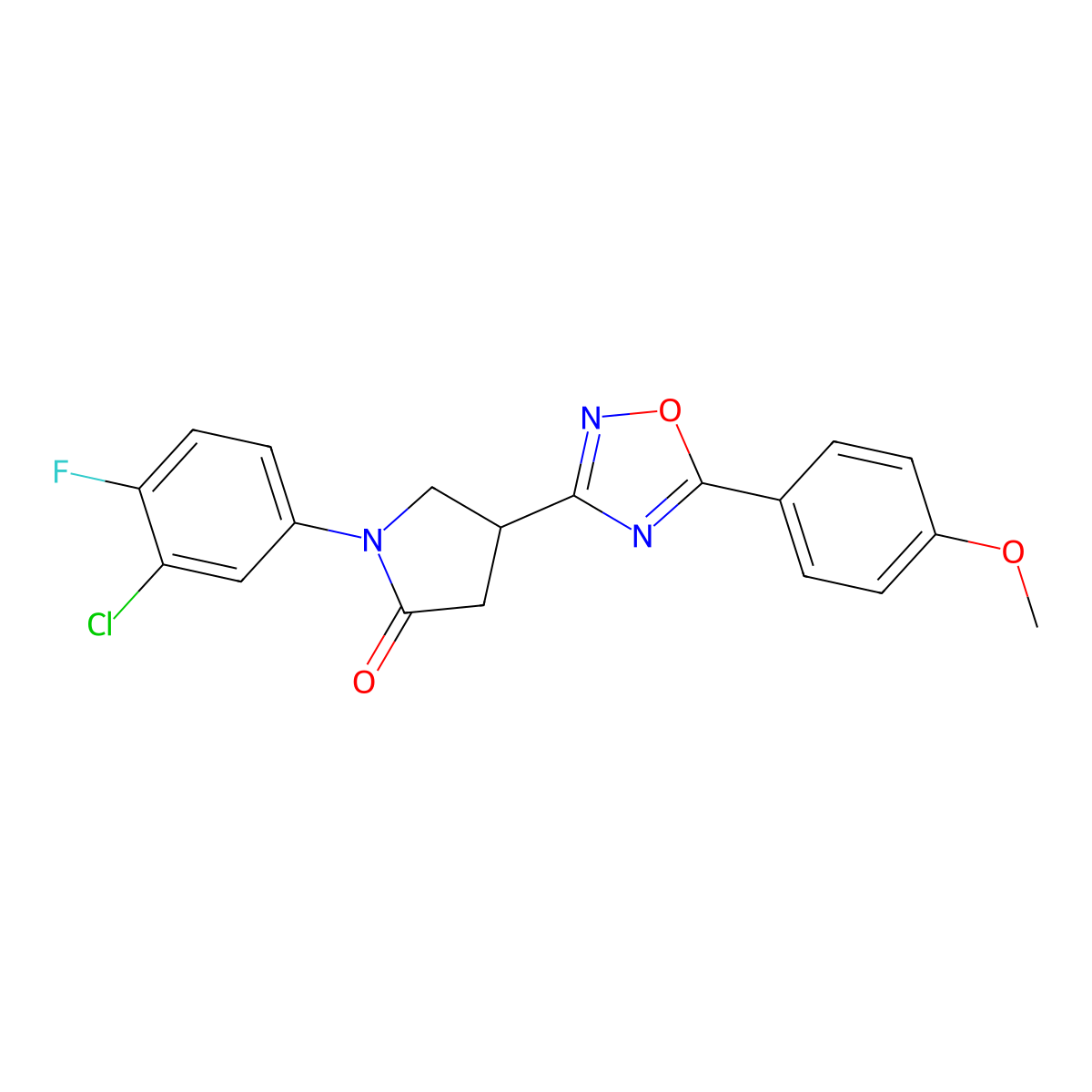 1-(3-Chloro-4-fluorophenyl)-4-[5-(4-methoxyphenyl)-1,2,4-oxadiazol-3-yl]pyrrolidin-2-one molecular structure, CAS 1173071-67-4