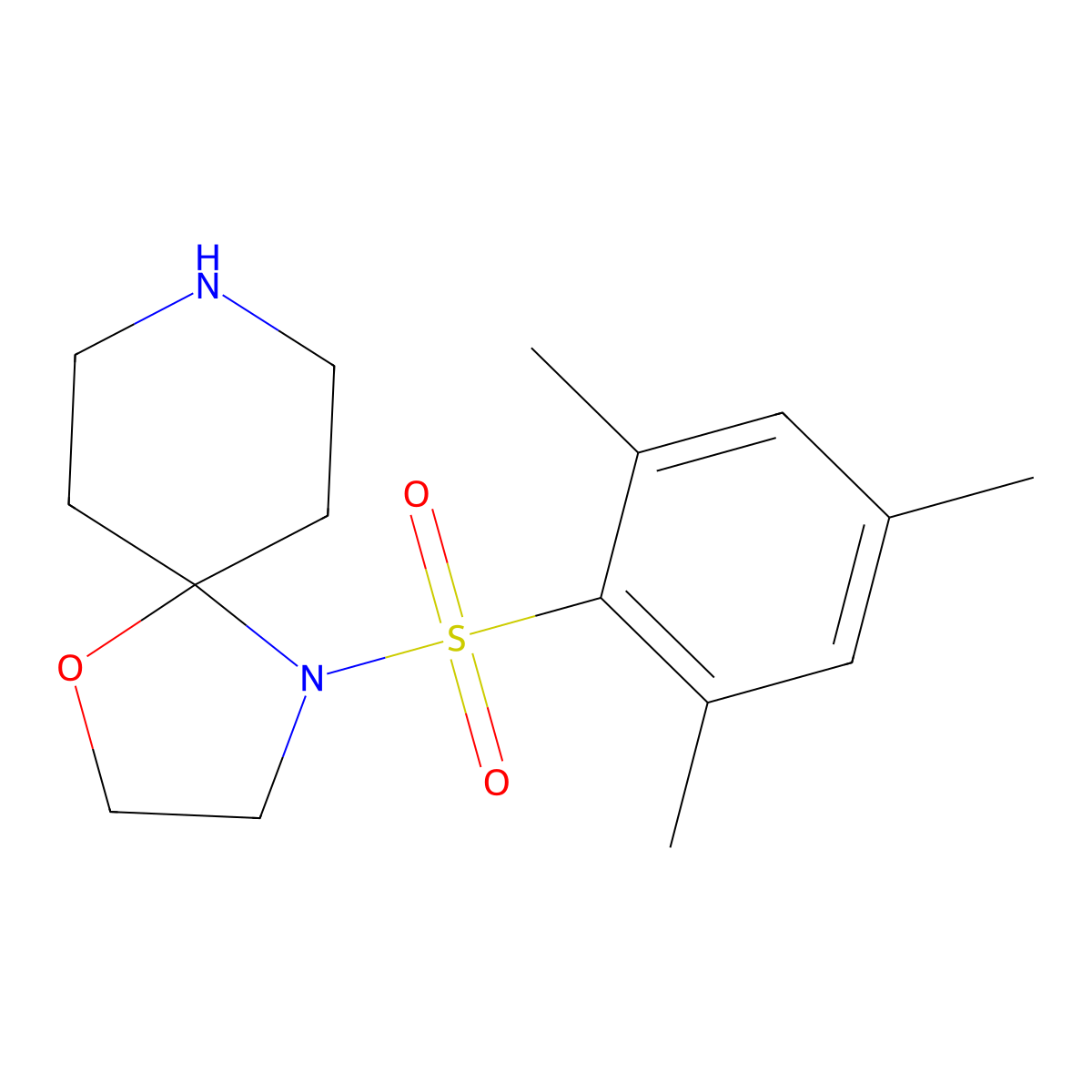 4-(Mesitylsulfonyl)-1-oxa-4,8-diazaspiro[4.5]decane molecular structure, CAS 1173073-10-3