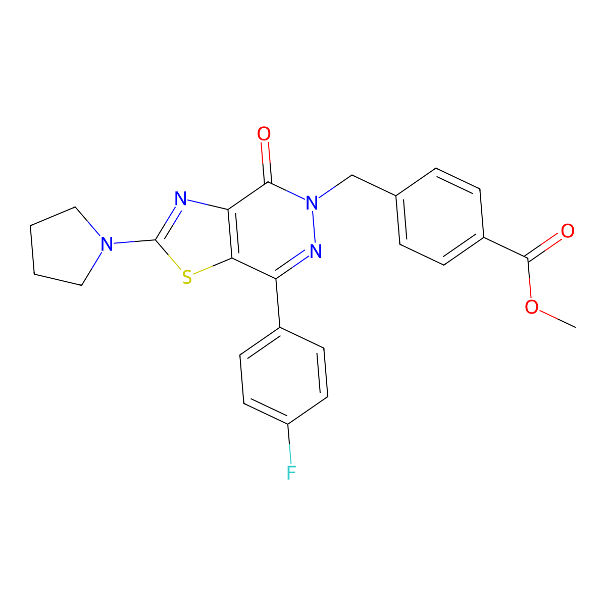methyl 4-((7-(4-fluorophenyl)-4-oxo-2-(pyrrolidin-1-yl)thiazolo[4,5-d]pyridazin-5(4H)-yl)methyl)benzoate molecular structure, CAS 1173075-19-8