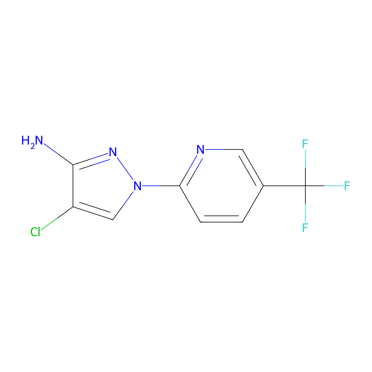 4-Chloro-1-(5-(trifluoromethyl)pyridin-2-yl)-1H-pyrazol-3-amine molecular structure, CAS 1173076-21-5
