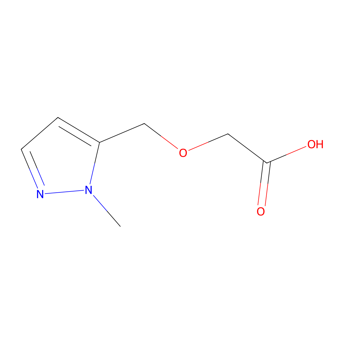 2-[(1-methyl-1H-pyrazol-5-yl)methoxy]acetic acid molecular structure, CAS 1173076-45-3