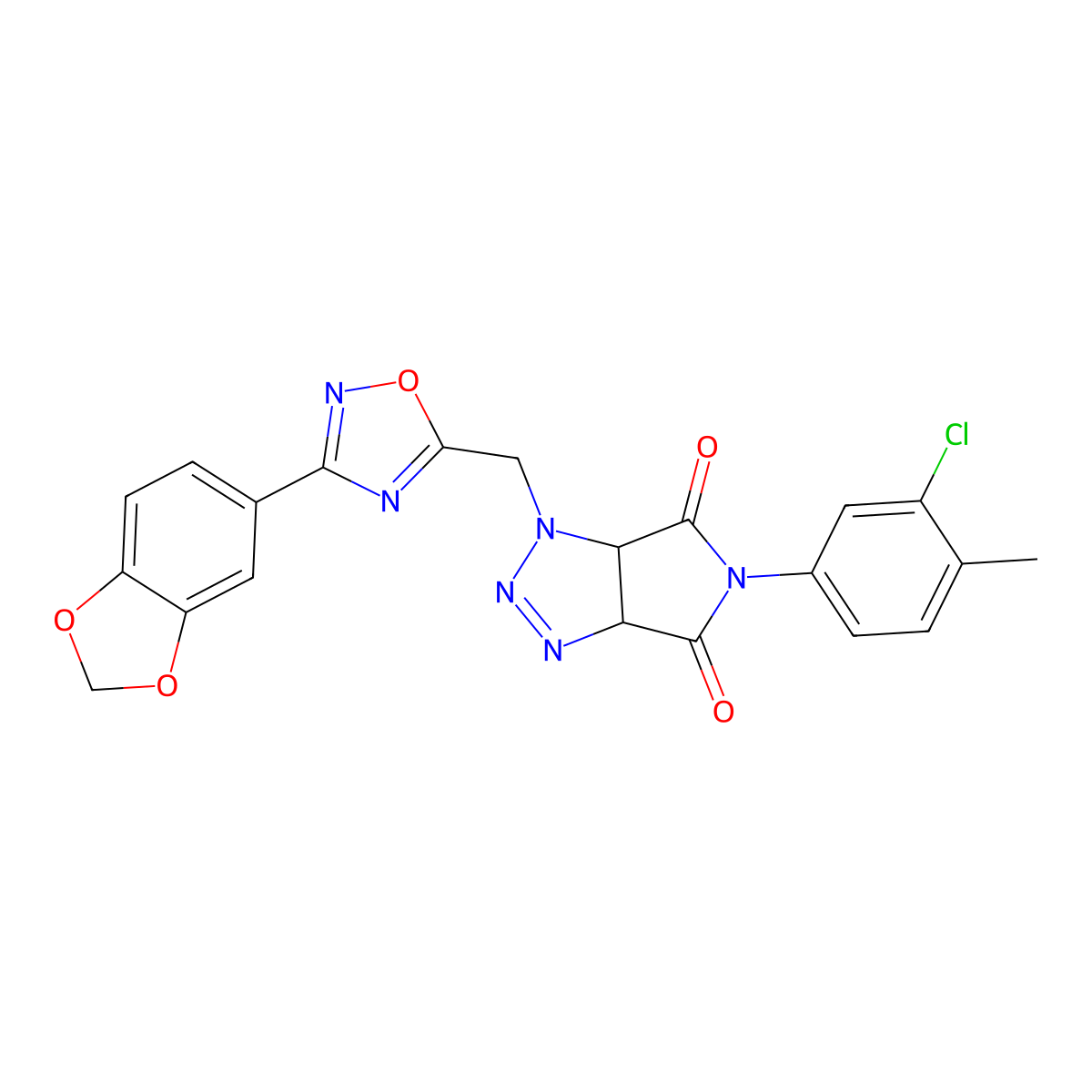 1-((3-(benzo[d][1,3]dioxol-5-yl)-1,2,4-oxadiazol-5-yl)methyl)-5-(3-chloro-4-methylphenyl)-1,6a-dihydropyrrolo[3,4-d][1,2,3]triazole-4,6(3aH,5H)-dione molecular structure, CAS 1173076-68-0