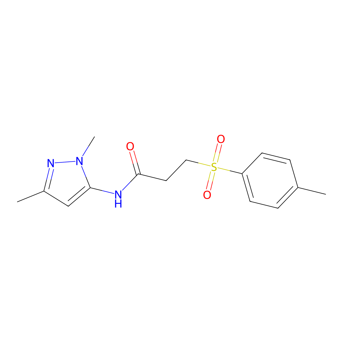 N-(1,3-dimethyl-1H-pyrazol-5-yl)-3-tosylpropanamide molecular structure, CAS 1173077-36-5