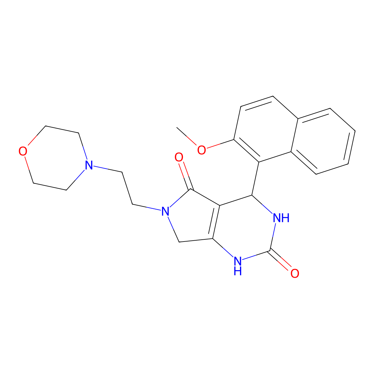 4-(2-methoxynaphthalen-1-yl)-6-(2-morpholinoethyl)-3,4,6,7-tetrahydro-1H-pyrrolo[3,4-d]pyrimidine-2,5-dione molecular structure, CAS 1173078-59-5