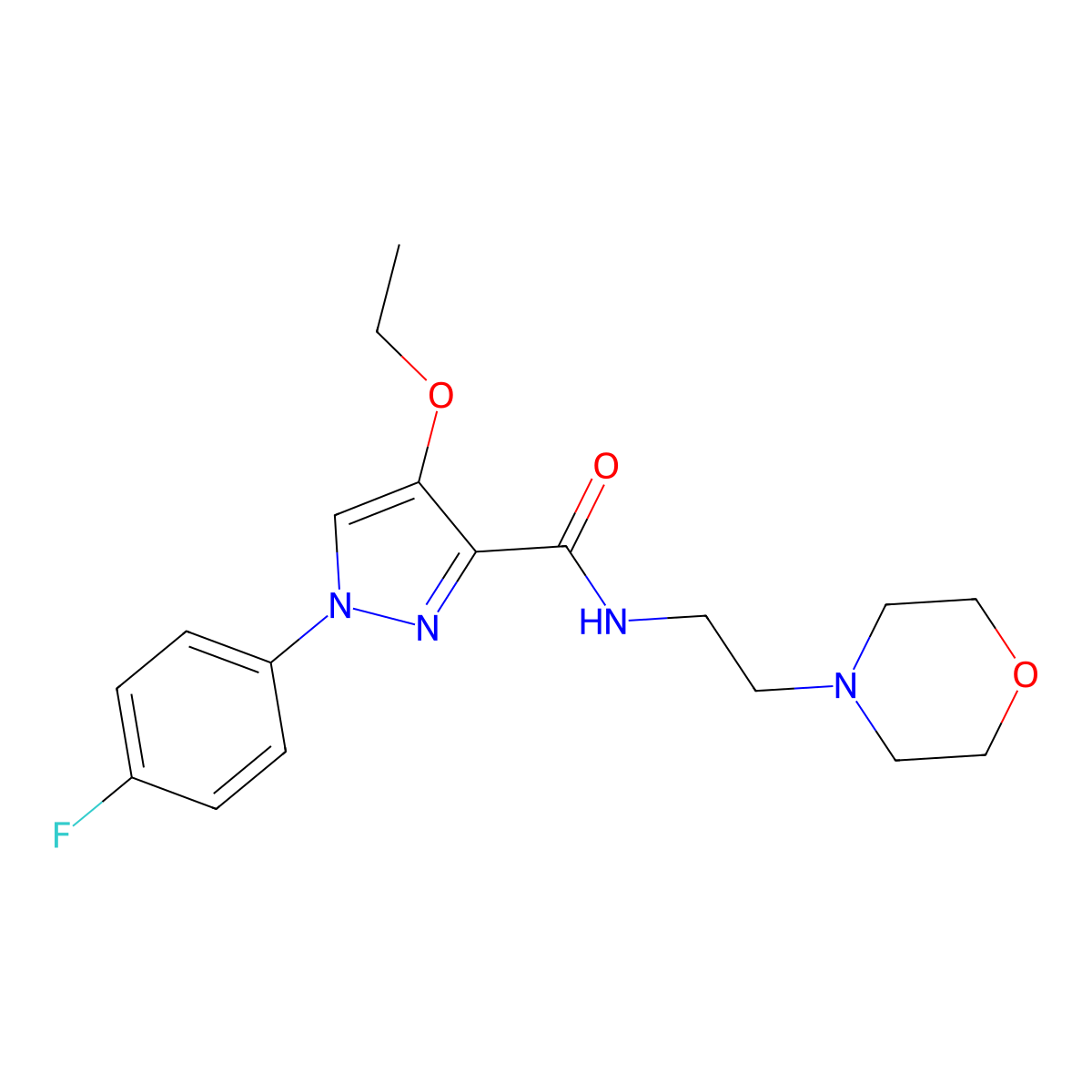 4-ethoxy-1-(4-fluorophenyl)-N-(2-morpholinoethyl)-1H-pyrazole-3-carboxamide molecular structure, CAS 1173078-76-6