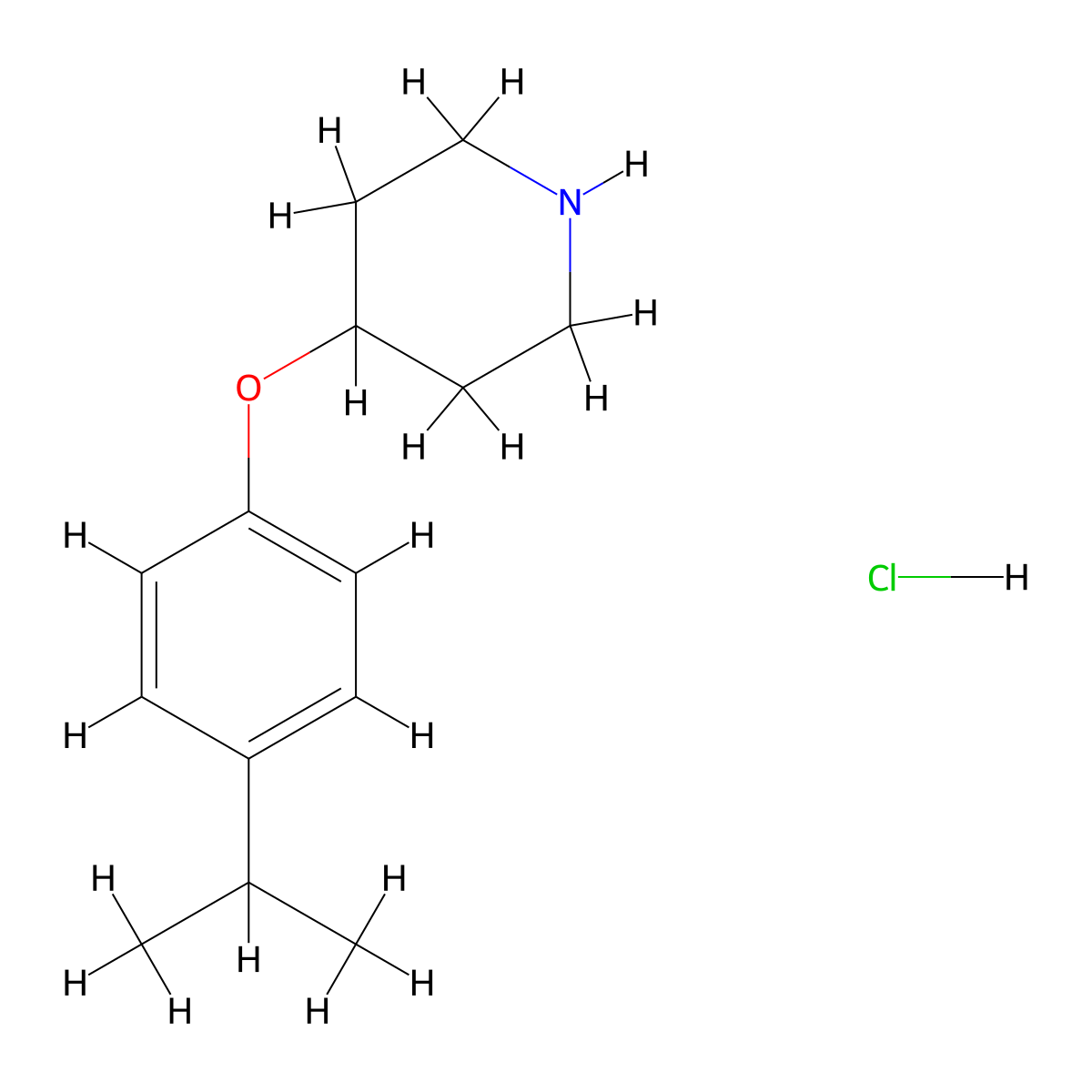 4-[4-(Propan-2-yl)phenoxy]piperidine hydrochloride molecular structure, CAS 1173079-45-2