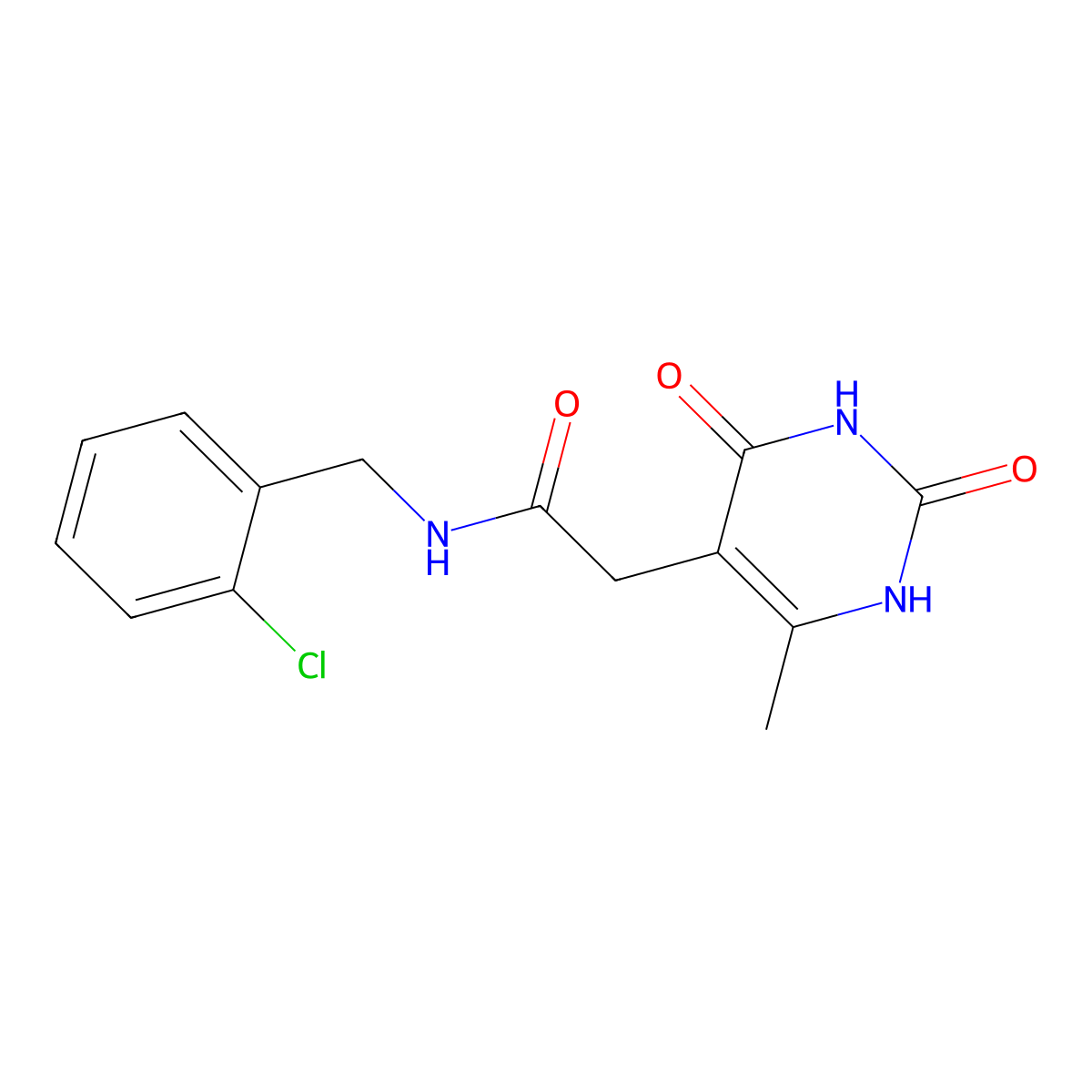 N-(2-chlorobenzyl)-2-(6-methyl-2,4-dioxo-1,2,3,4-tetrahydropyrimidin-5-yl)acetamide molecular structure, CAS 1173081-75-8