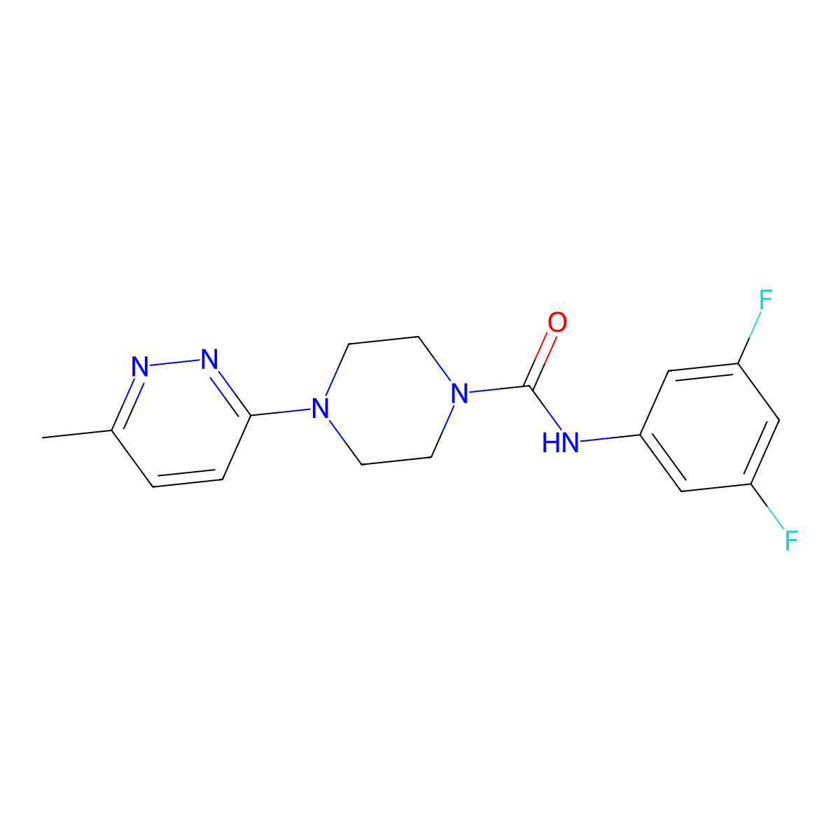 N-(3,5-difluorophenyl)-4-(6-methylpyridazin-3-yl)piperazine-1-carboxamide molecular structure, CAS 1173083-39-0