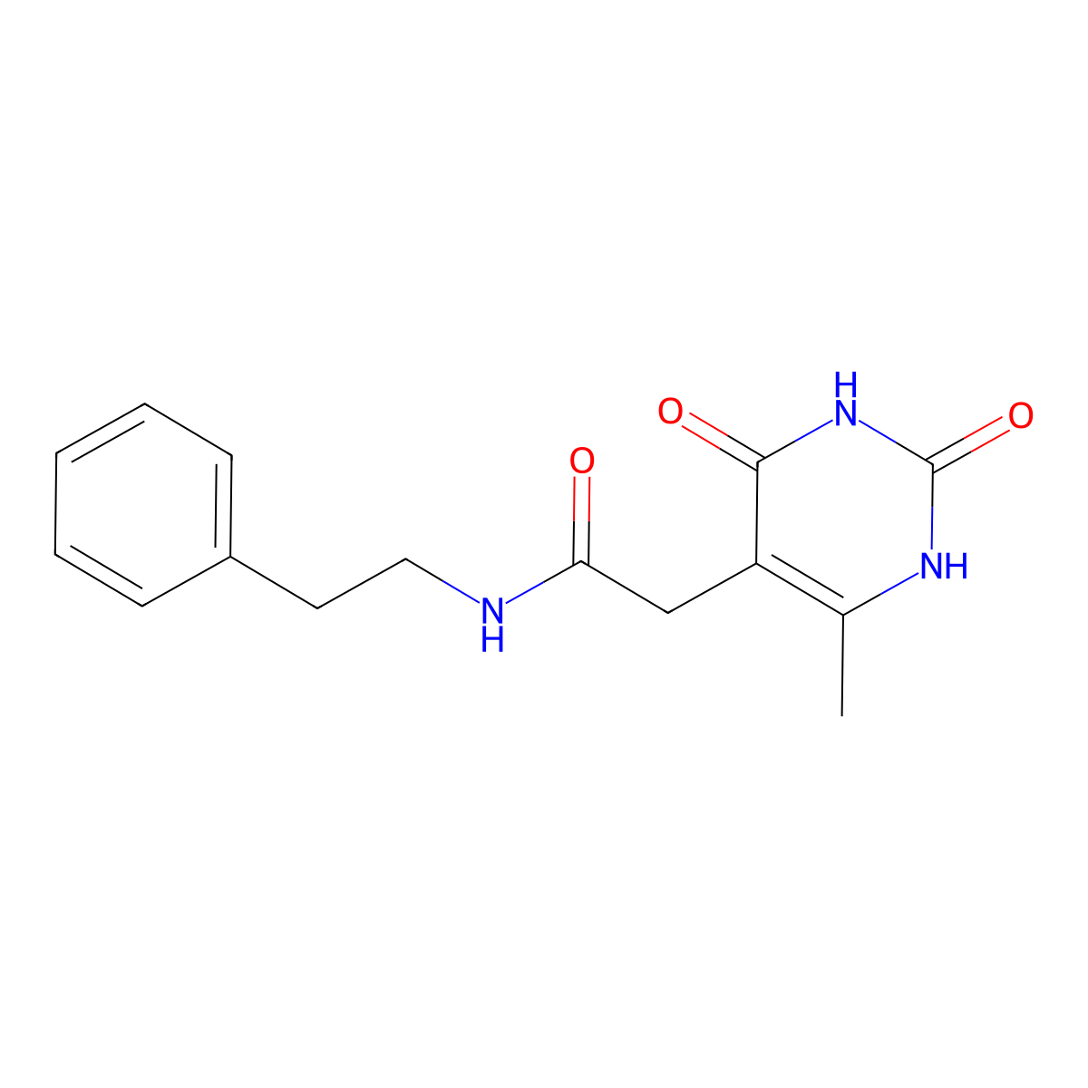 2-(6-methyl-2,4-dioxo-1,2,3,4-tetrahydropyrimidin-5-yl)-N-phenethylacetamide molecular structure, CAS 1173083-48-1