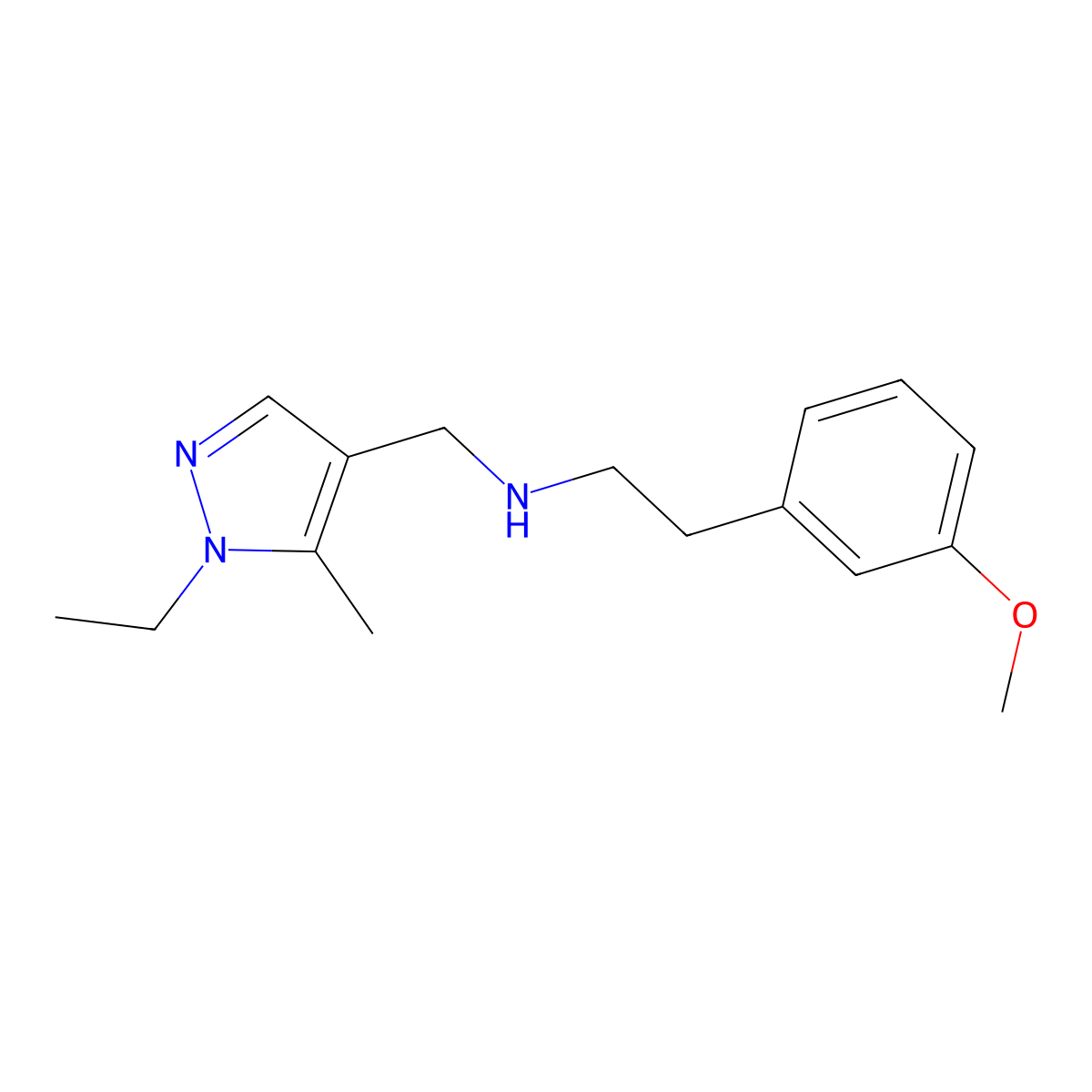 N-((1-Ethyl-5-methyl-1H-pyrazol-4-yl)methyl)-2-(3-methoxyphenyl)ethanamine molecular structure, CAS 1173085-38-5