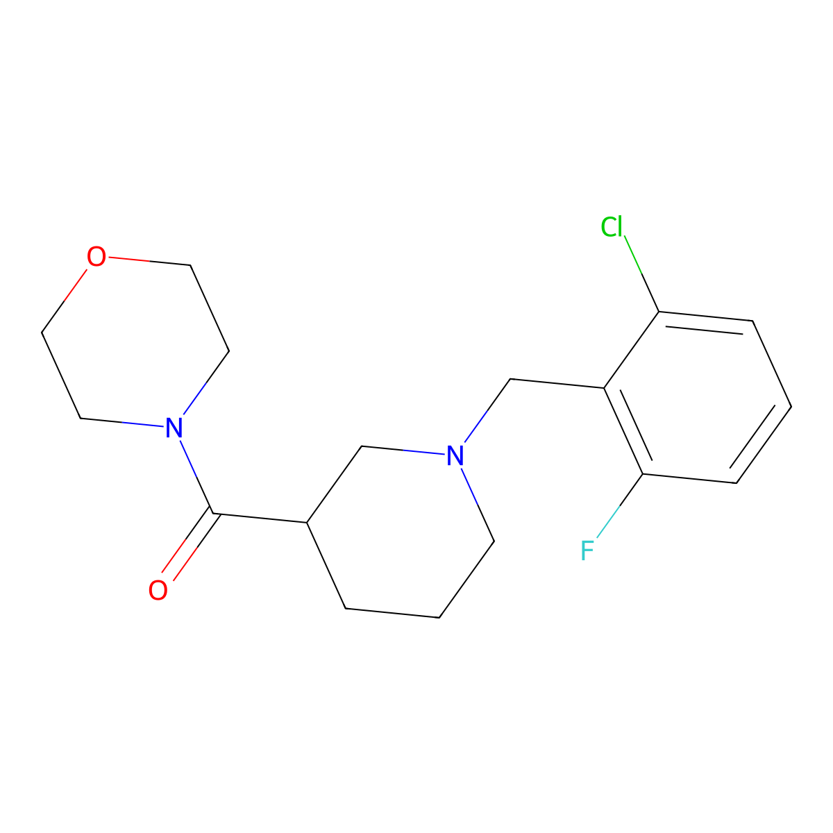 4-{1-[(2-Chloro-6-fluorophenyl)methyl]piperidine-3-carbonyl}morpholine molecular structure, CAS 1173085-57-8
