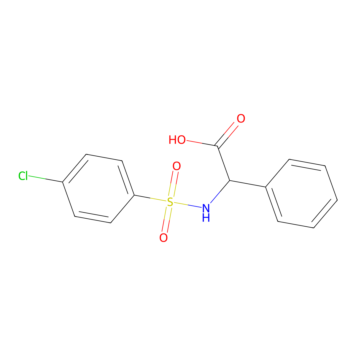 alpha-(((4-Chlorophenyl)sulfonyl)amino)benzeneacetic acid molecular structure, CAS 117309-47-4