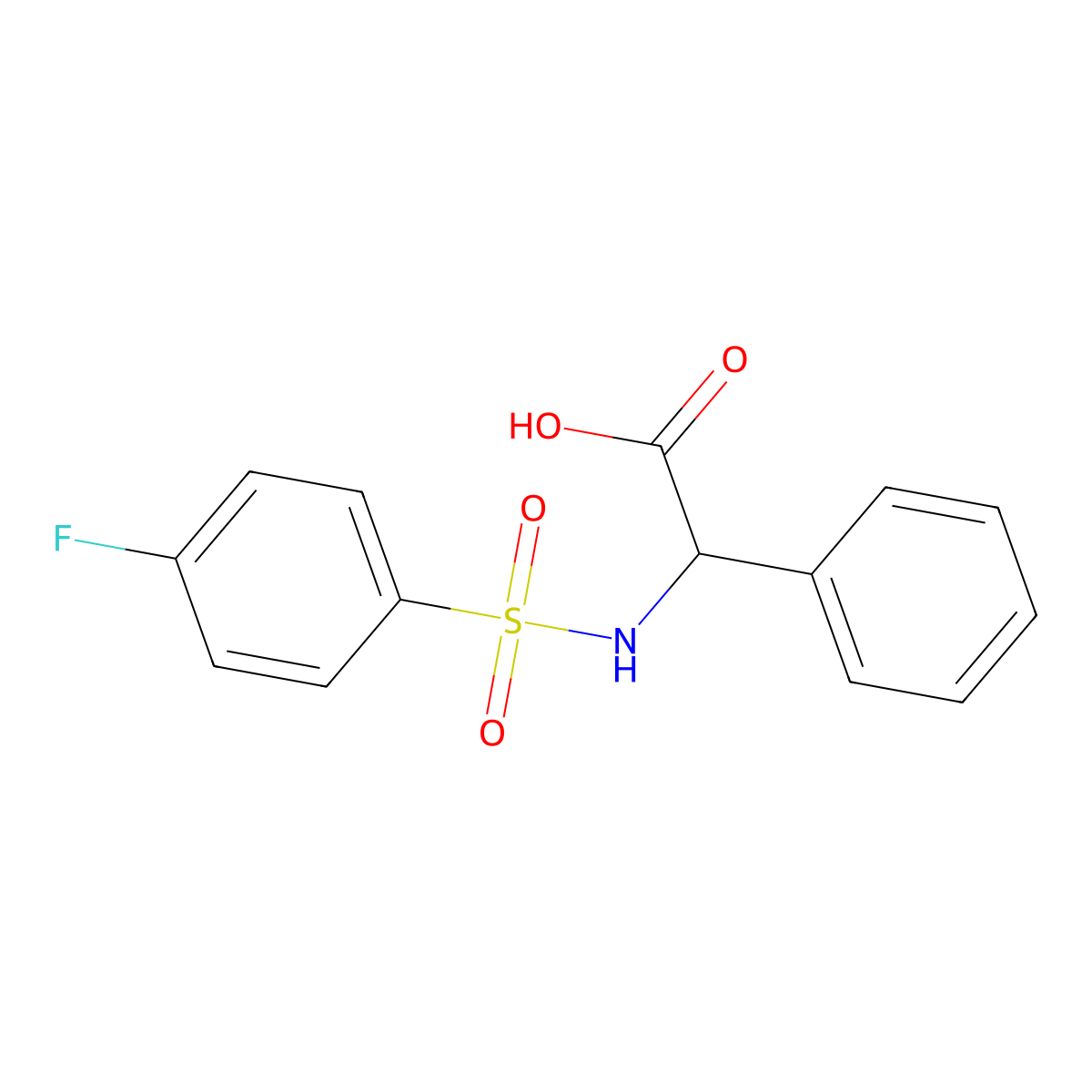 (2R)-2-[(4-fluorophenyl)sulfonylamino]-2-phenylacetic acid molecular structure, CAS 117309-48-5
