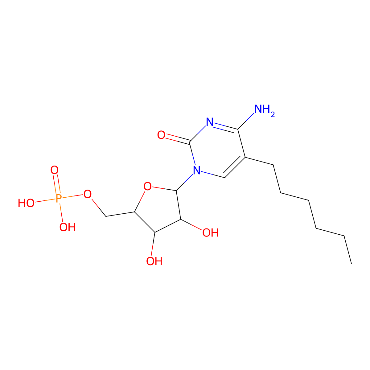 5-n-Hexylcytidine 5'-monophosphate molecular structure, CAS 117309-85-0