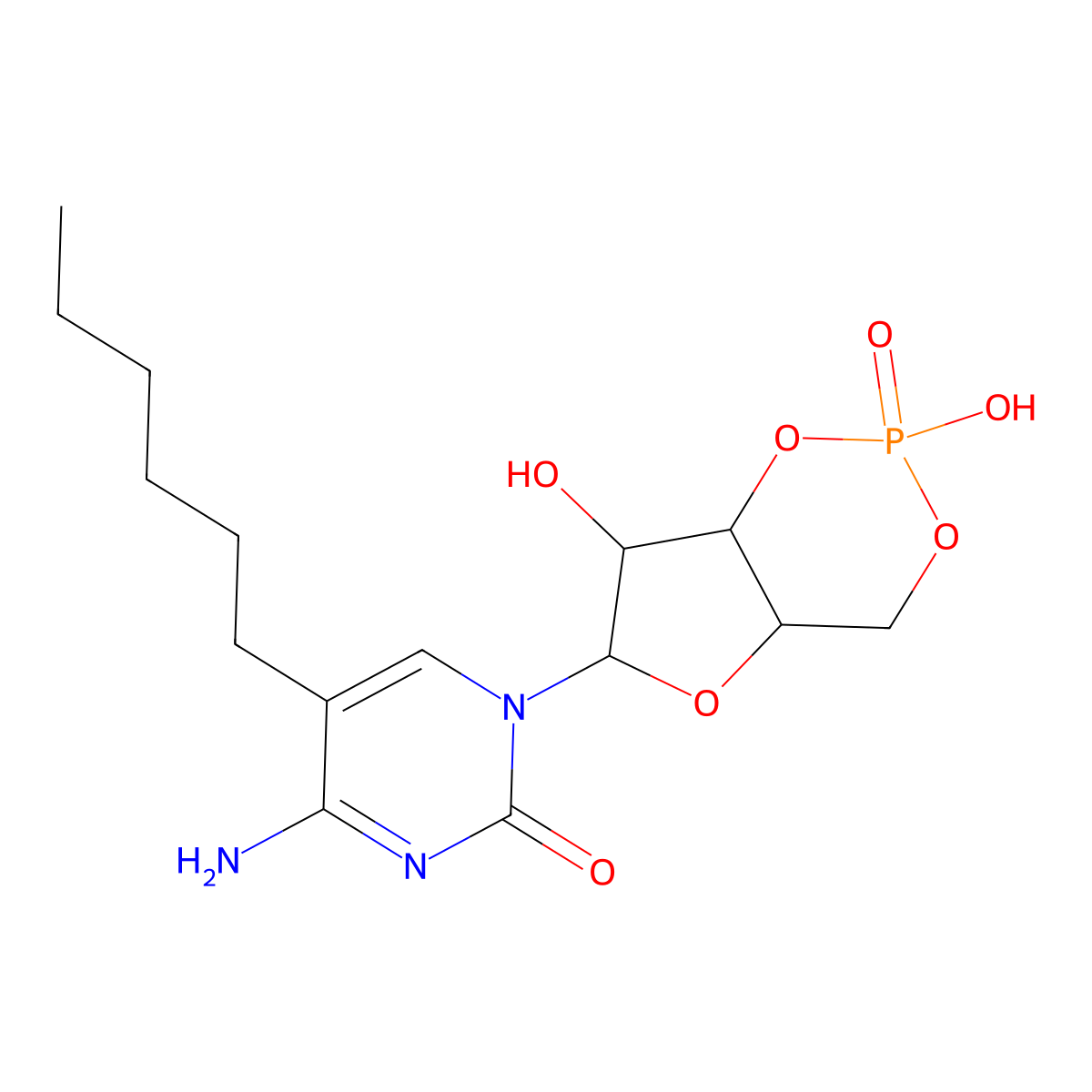 5-n-Hexylcytidine 3',5'-cyclic monophosphate molecular structure, CAS 117309-93-0