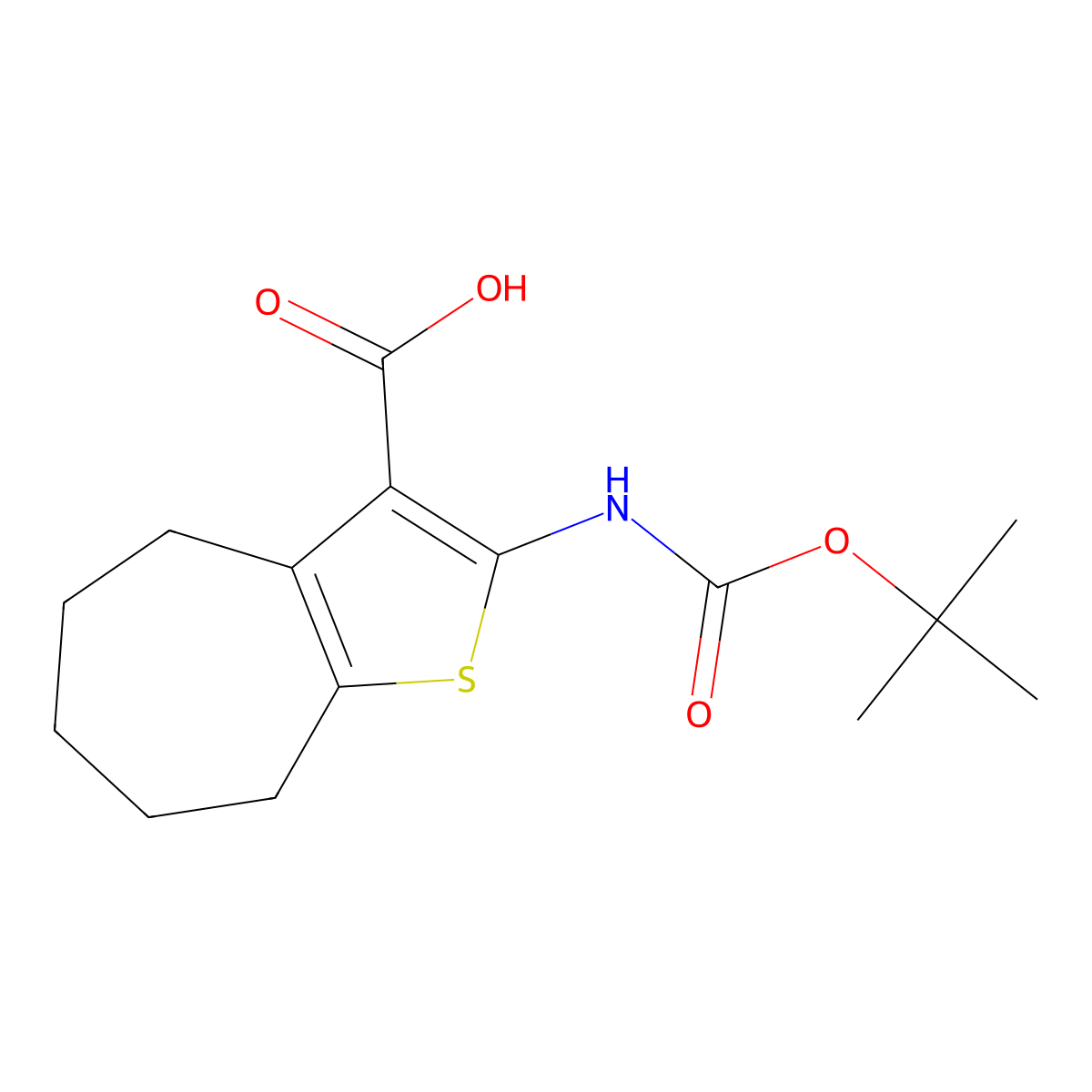 2-{[(tert-butoxy)carbonyl]amino}-4H,5H,6H,7H,8H-cyclohepta[b]thiophene-3-carboxylic acid molecular structure, CAS 1173095-86-7