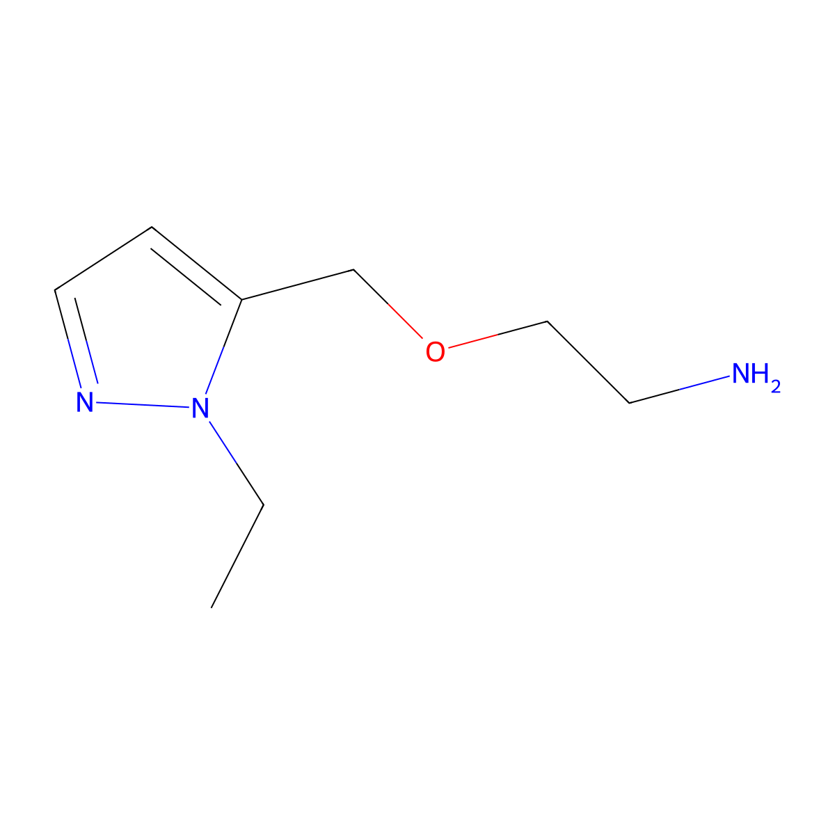 2-((1-Ethyl-1H-pyrazol-5-yl)methoxy)ethanamine molecular structure, CAS 1173099-44-9