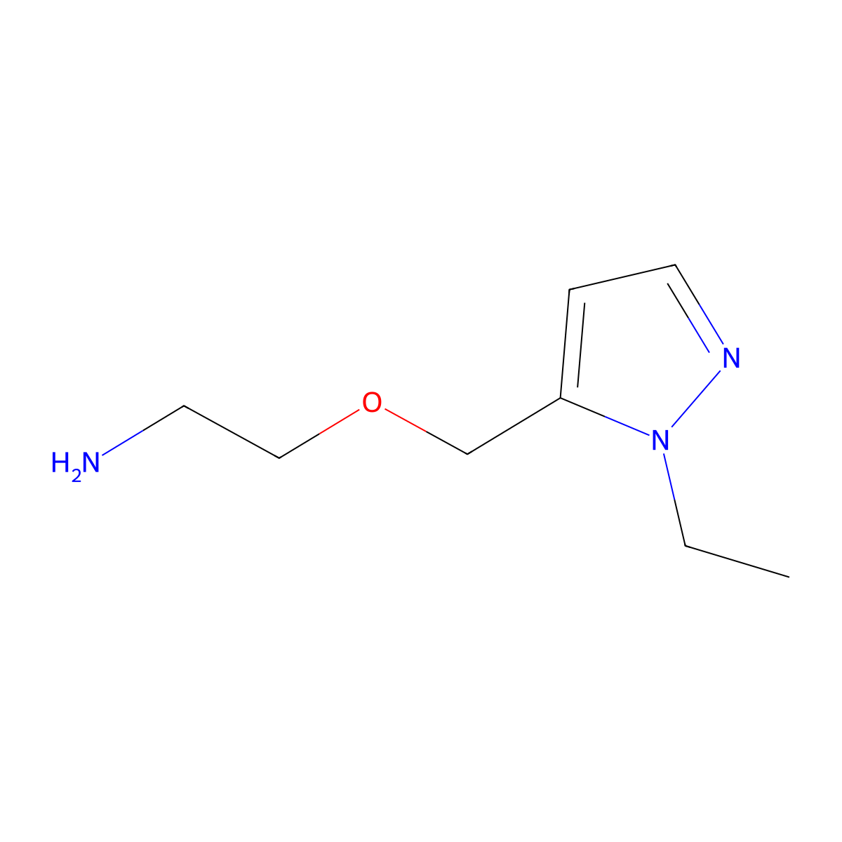 2-((1-Ethyl-1H-pyrazol-5-yl)methoxy)ethanamine molecular structure, CAS 1173099-44-9